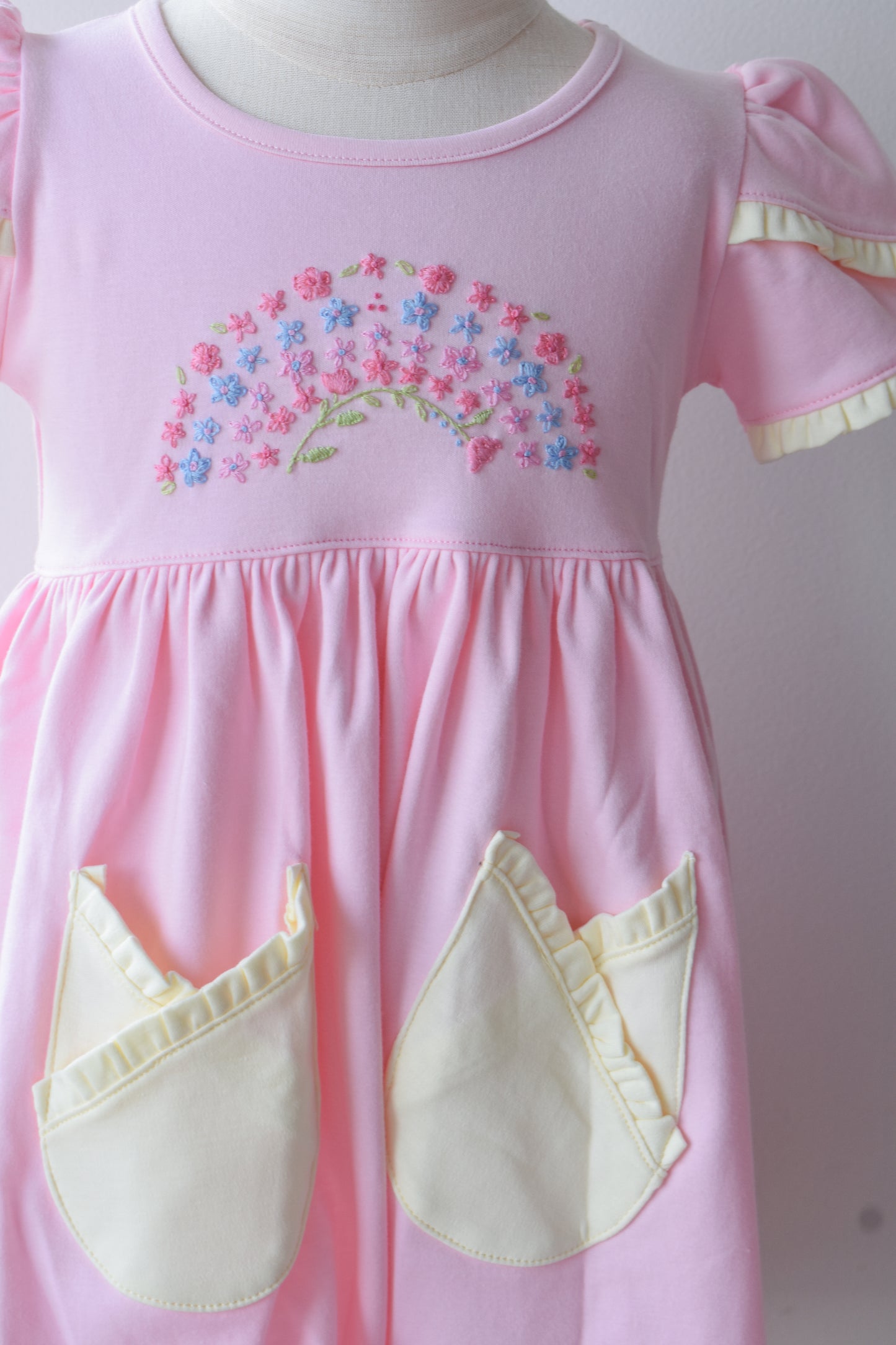 Blooming Rainbow Ruffled Pocket Dress