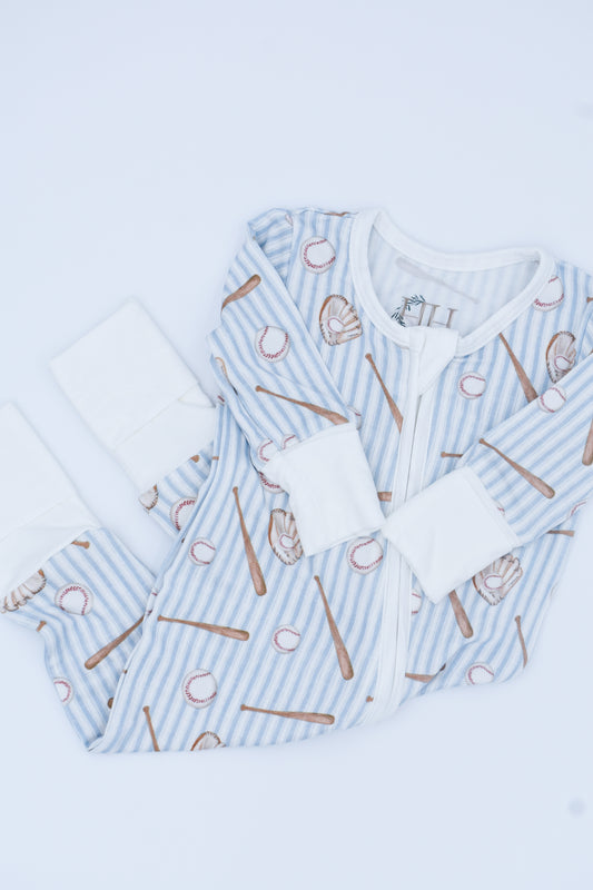 Batter Up Bamboo Zipper Romper
