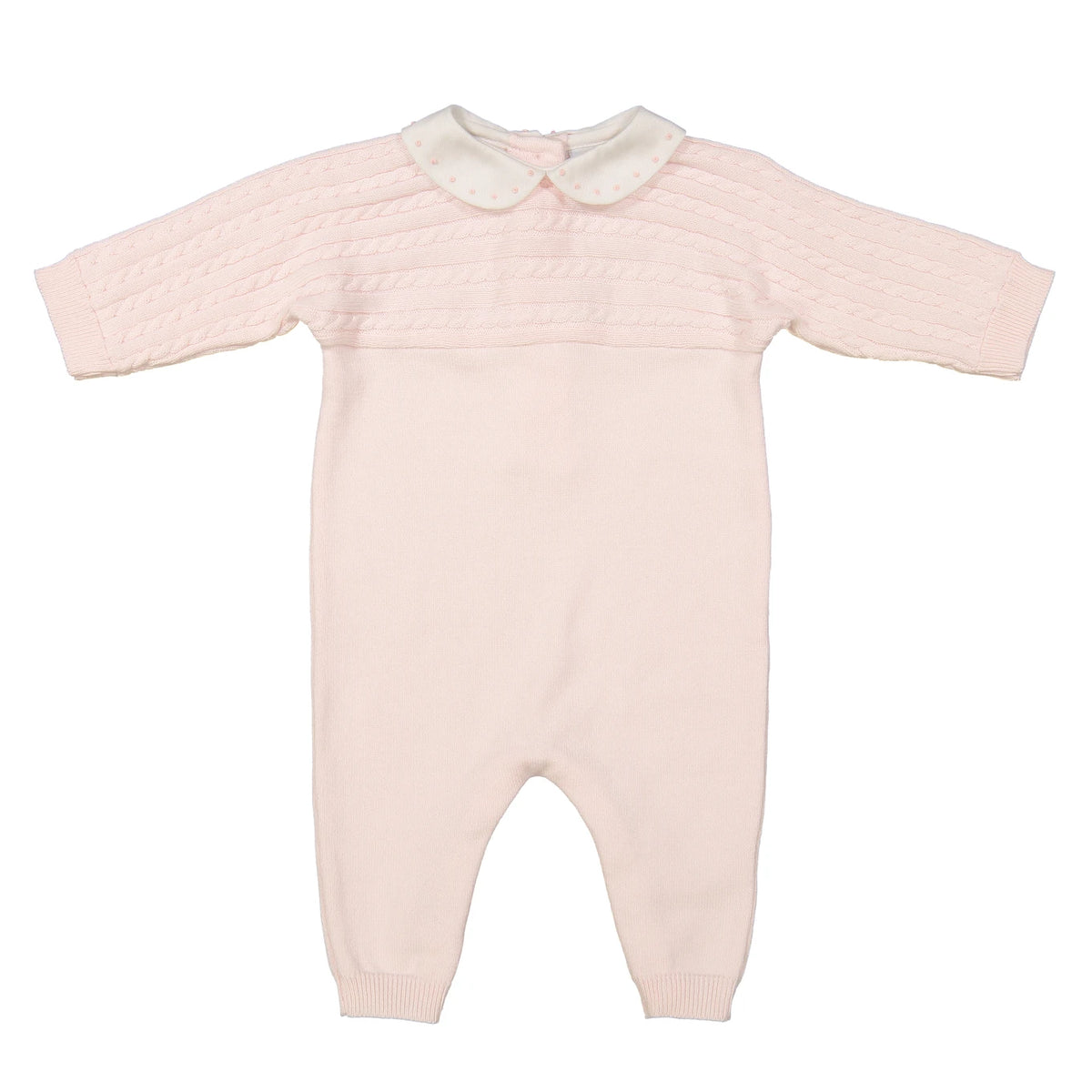 Pink Cable Knit Dot Embroidered Longall