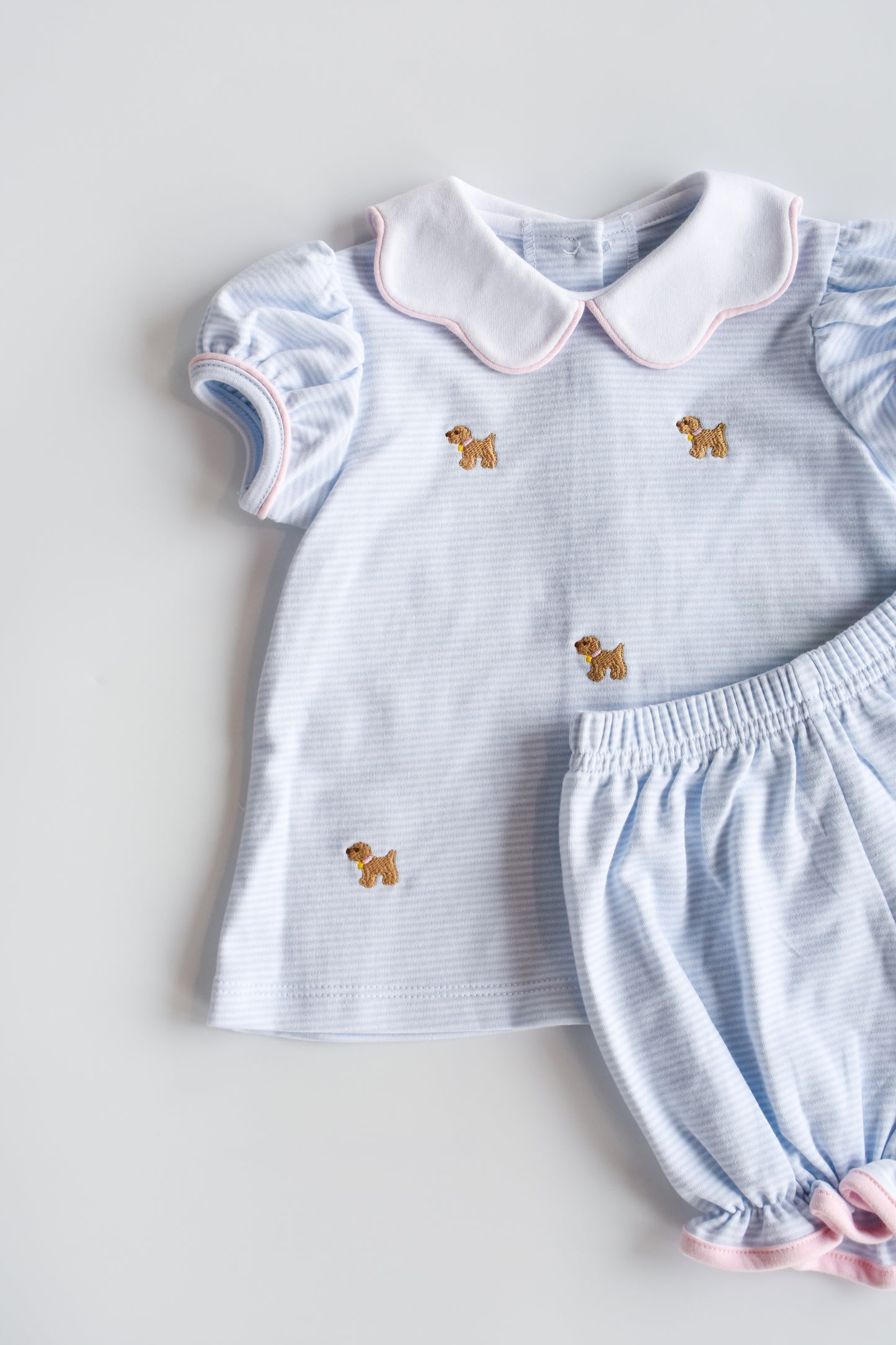 Puppy Bryar Bloomer Set-Light Blue Knit