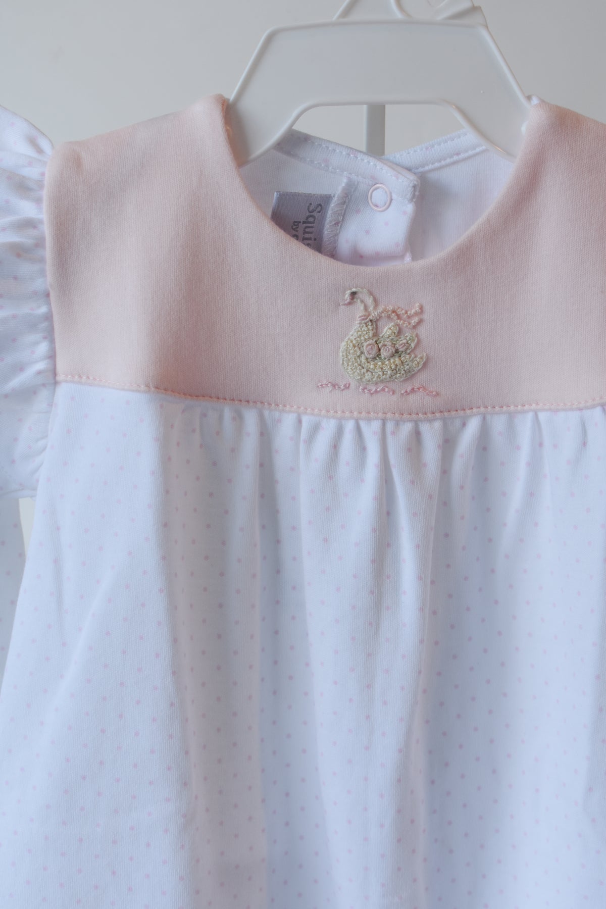 Darling Swan Pink Bitty Dot Ruffle Romper