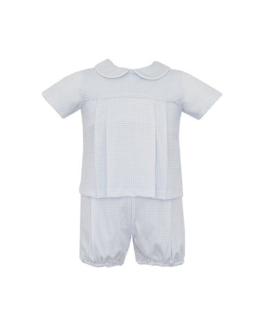 Bebe Blue Gingham Knit Boy Diaper Set