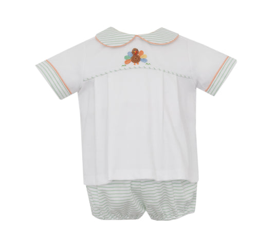 Gobble Gobble Boy’s Collared Knit Diaper/Short Set