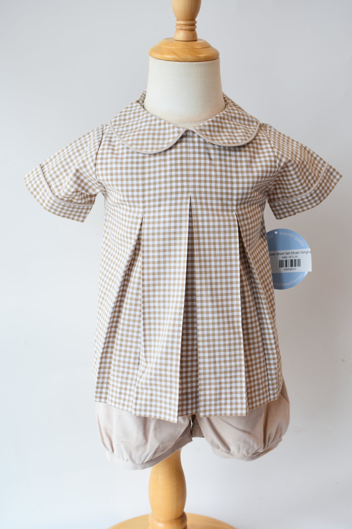 Carson Short Set-Khaki Gingham