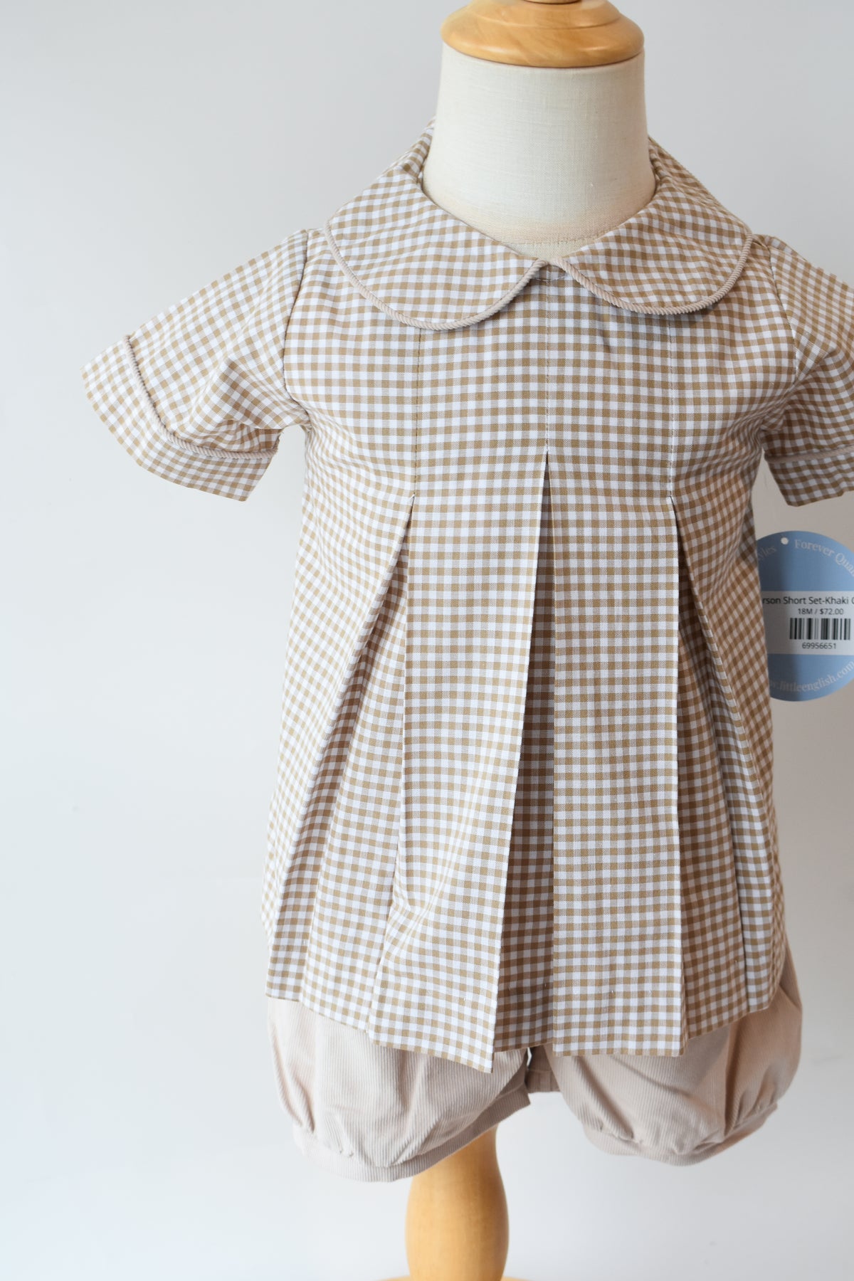 Carson Short Set-Khaki Gingham