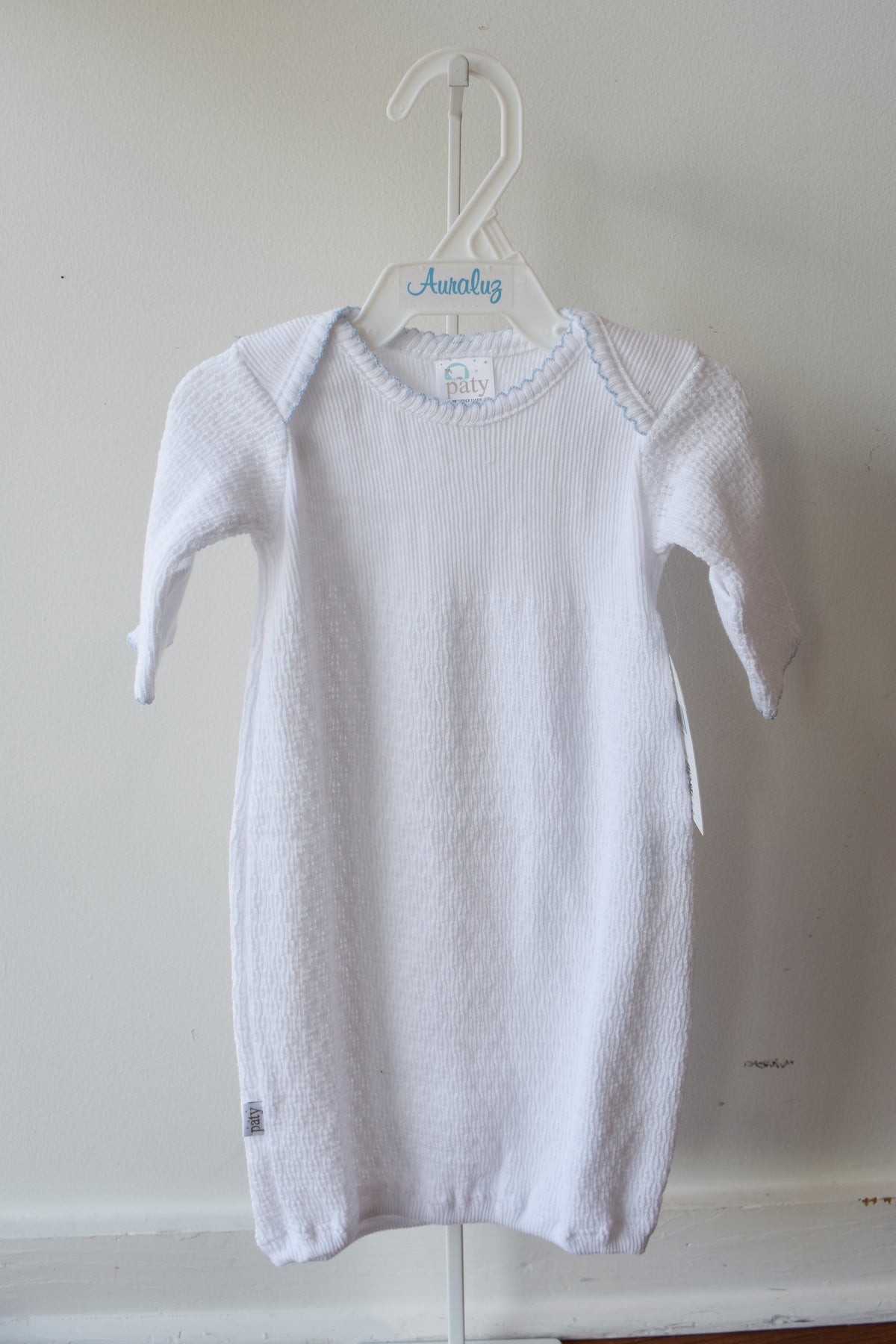 Paty Solid White Overlap Shoulder Gown