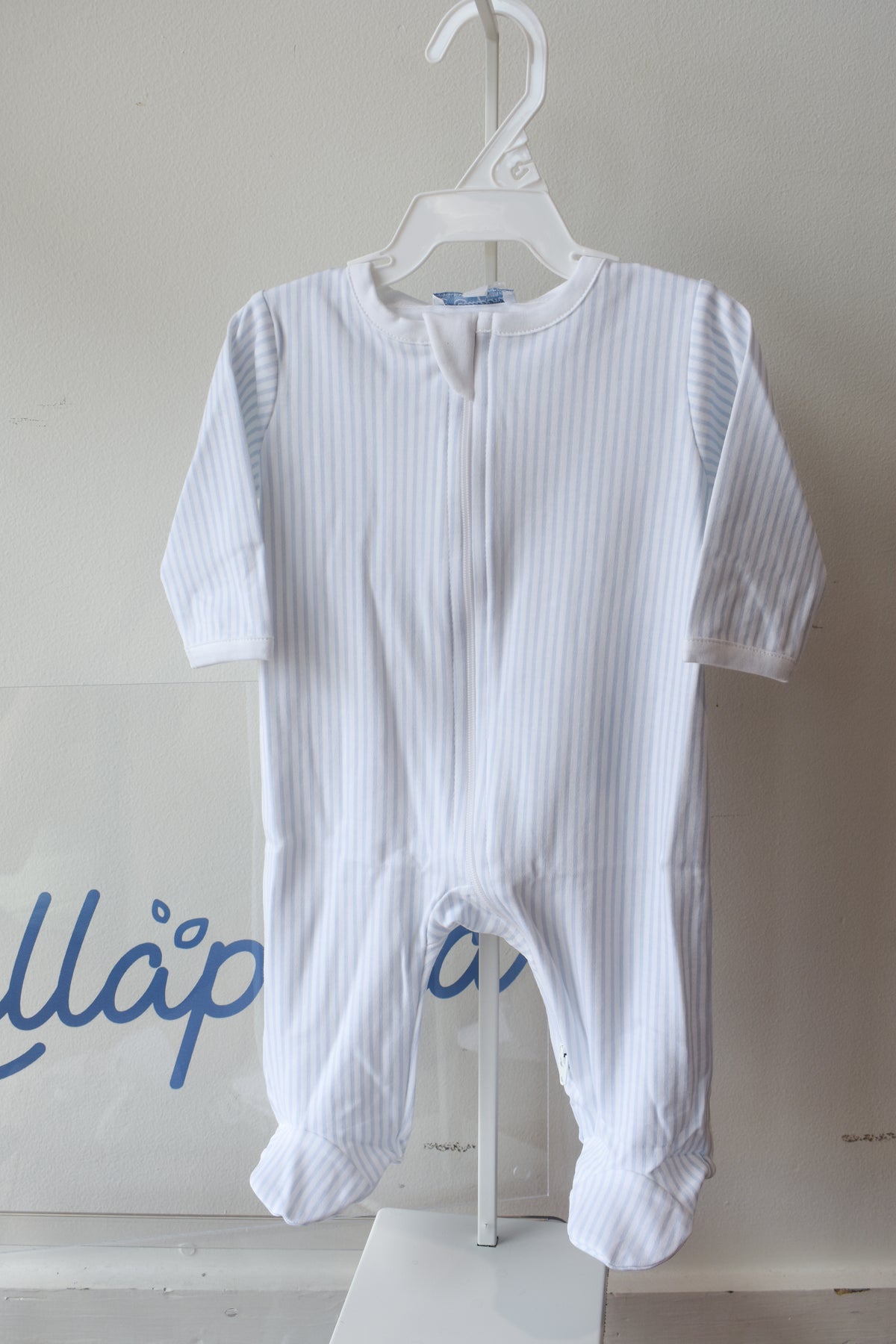 Blue Classic Nella Stripe Zipper Footie