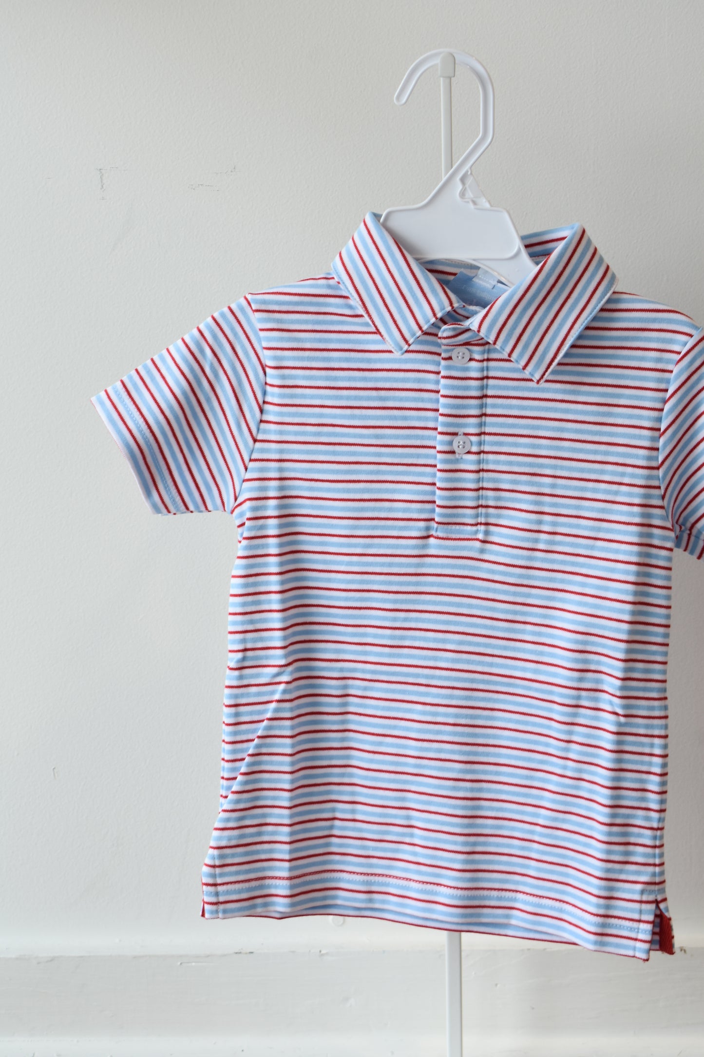 Basic Short Sleeve Polo-Primary Stripes