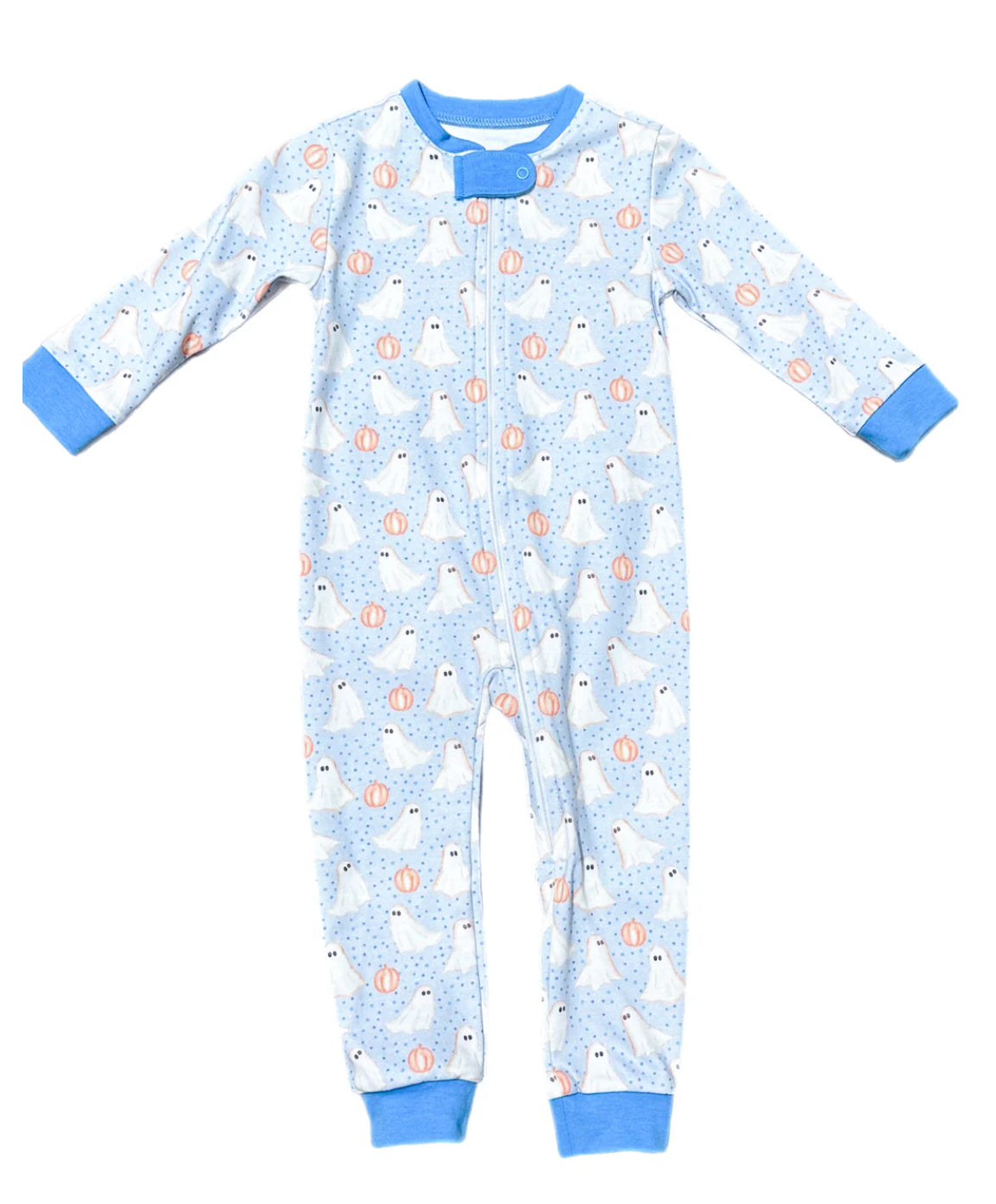 Boys One Piece Zip Up Jammies-Ghost