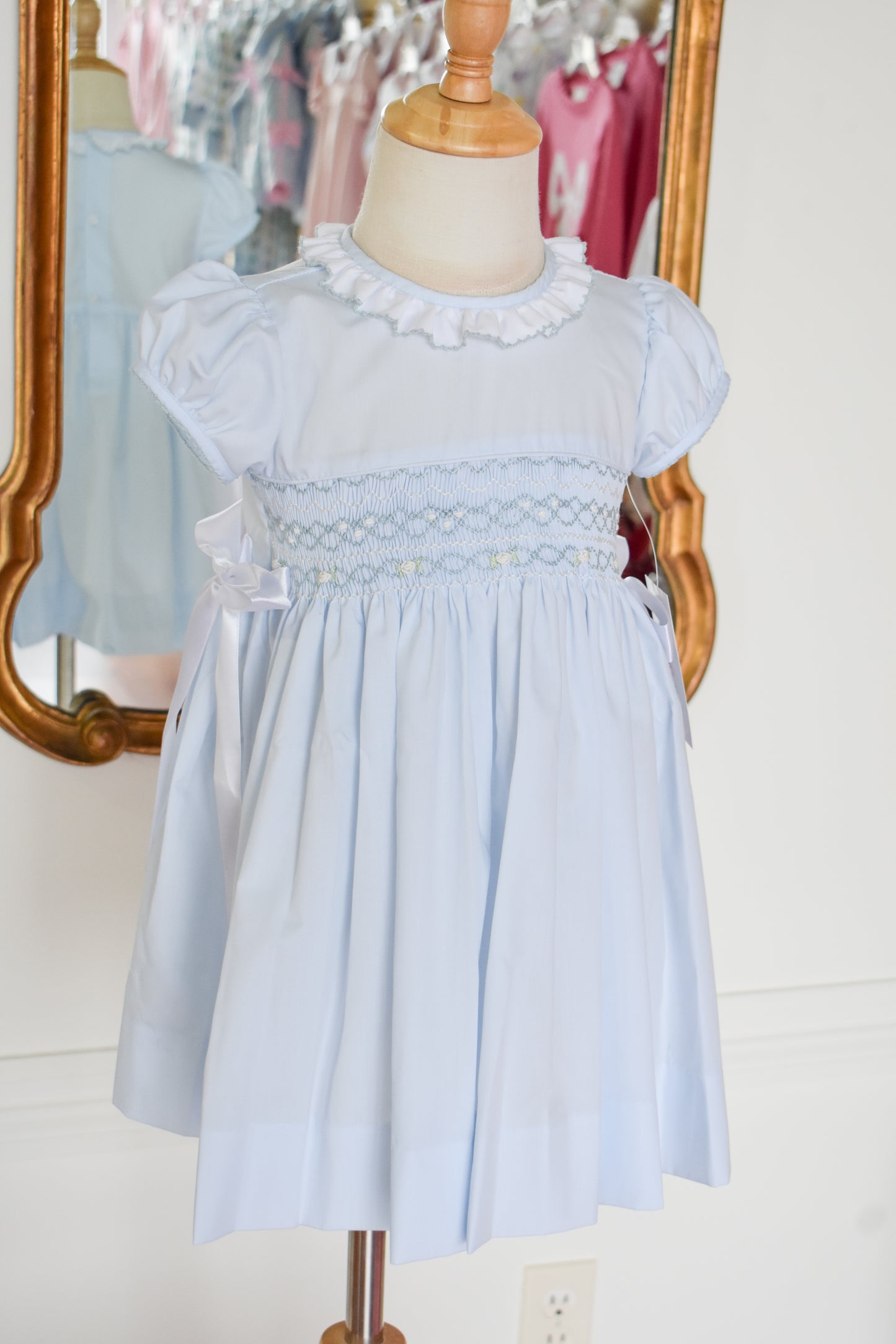 "Something Blue" Rose Smocked Dress