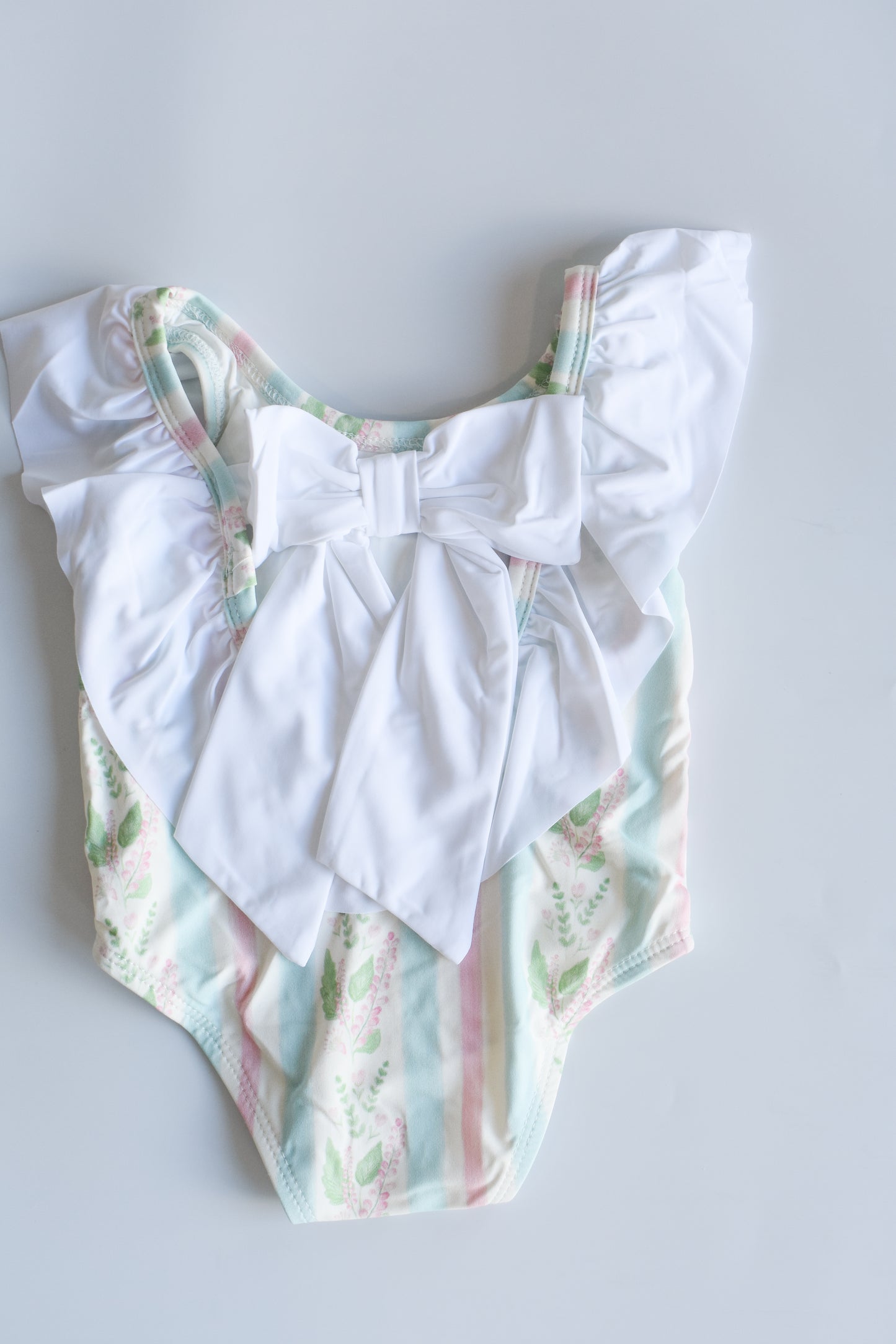 Florals and Stripes Flutter Sleeve One Piece