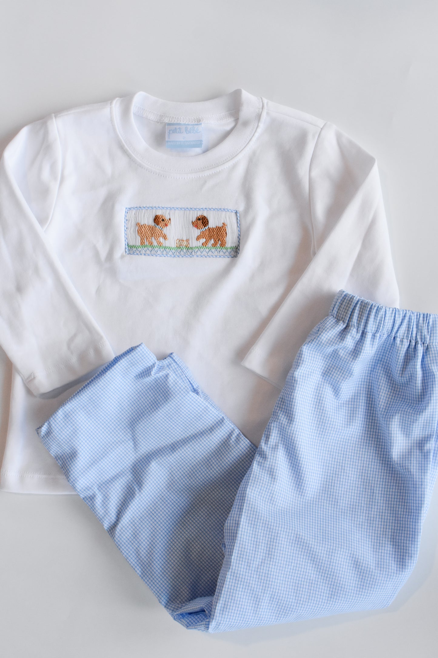 Petit Pups Smocked Long Sleeve Pant Set