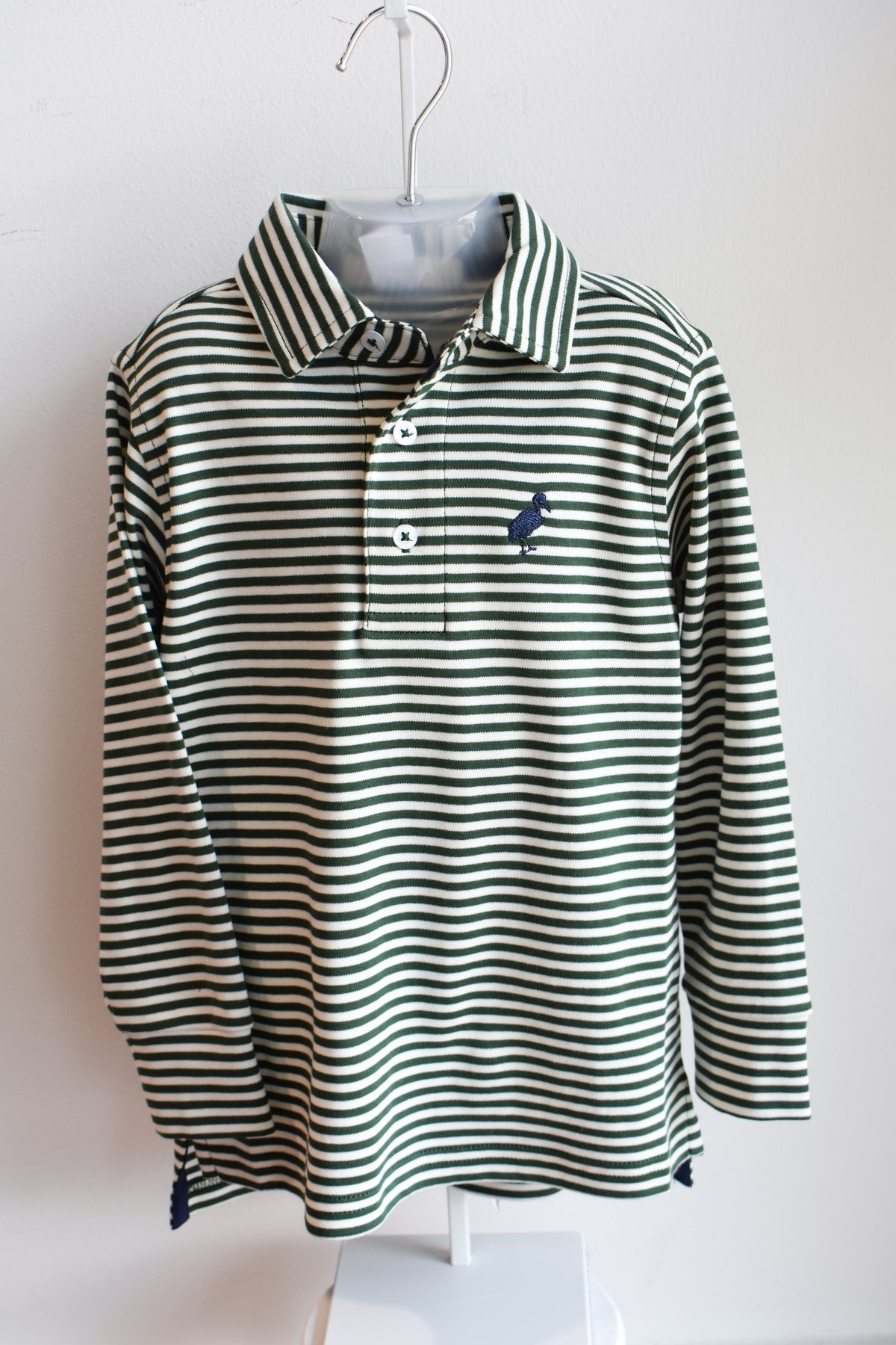 Prim and Proper Polo LS-Grier Green/Palmetto Pearl Stripe