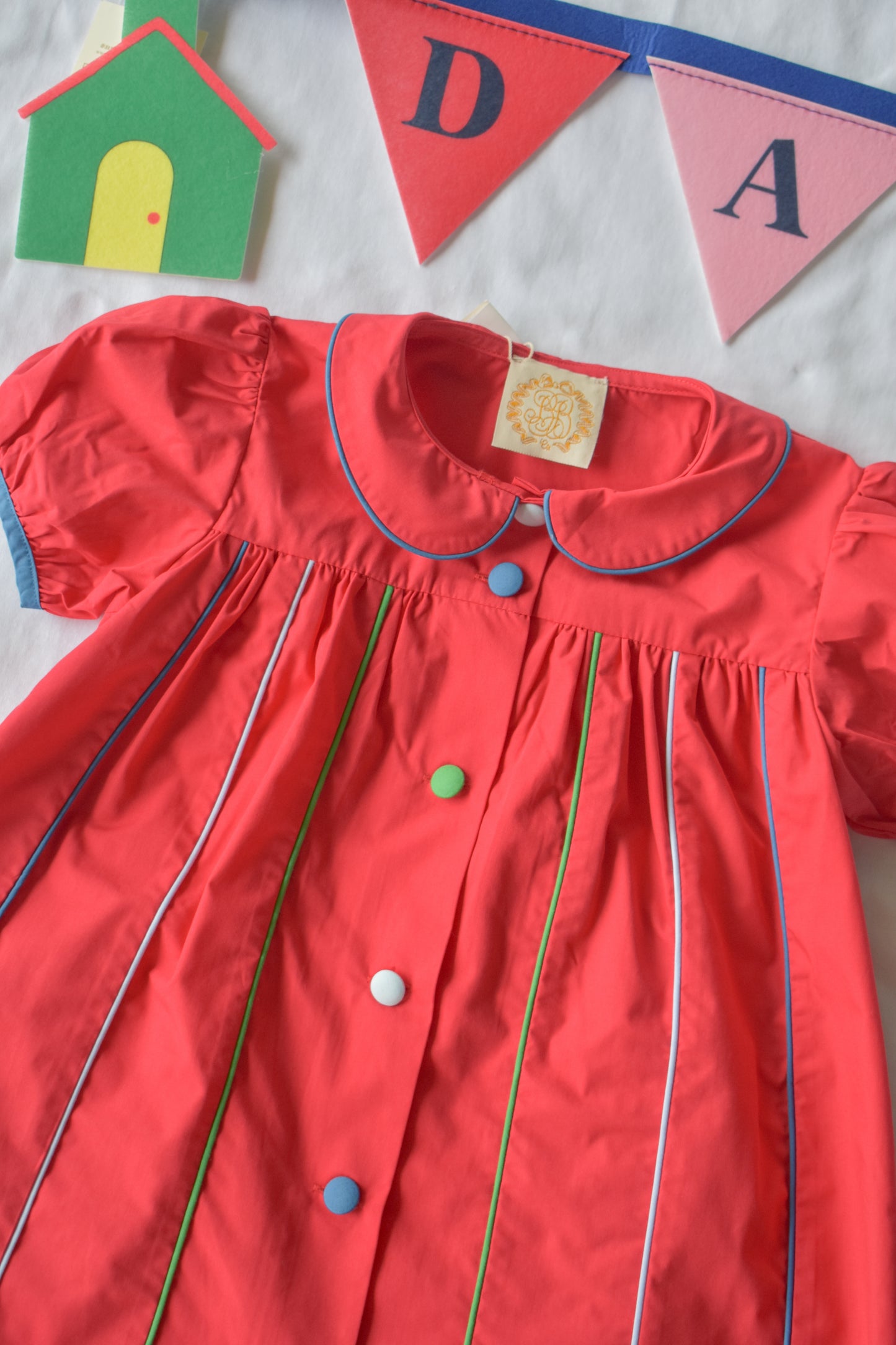 Tabitha's Teacher's Pet Dress-Richmond Red/Wood Boat Blue