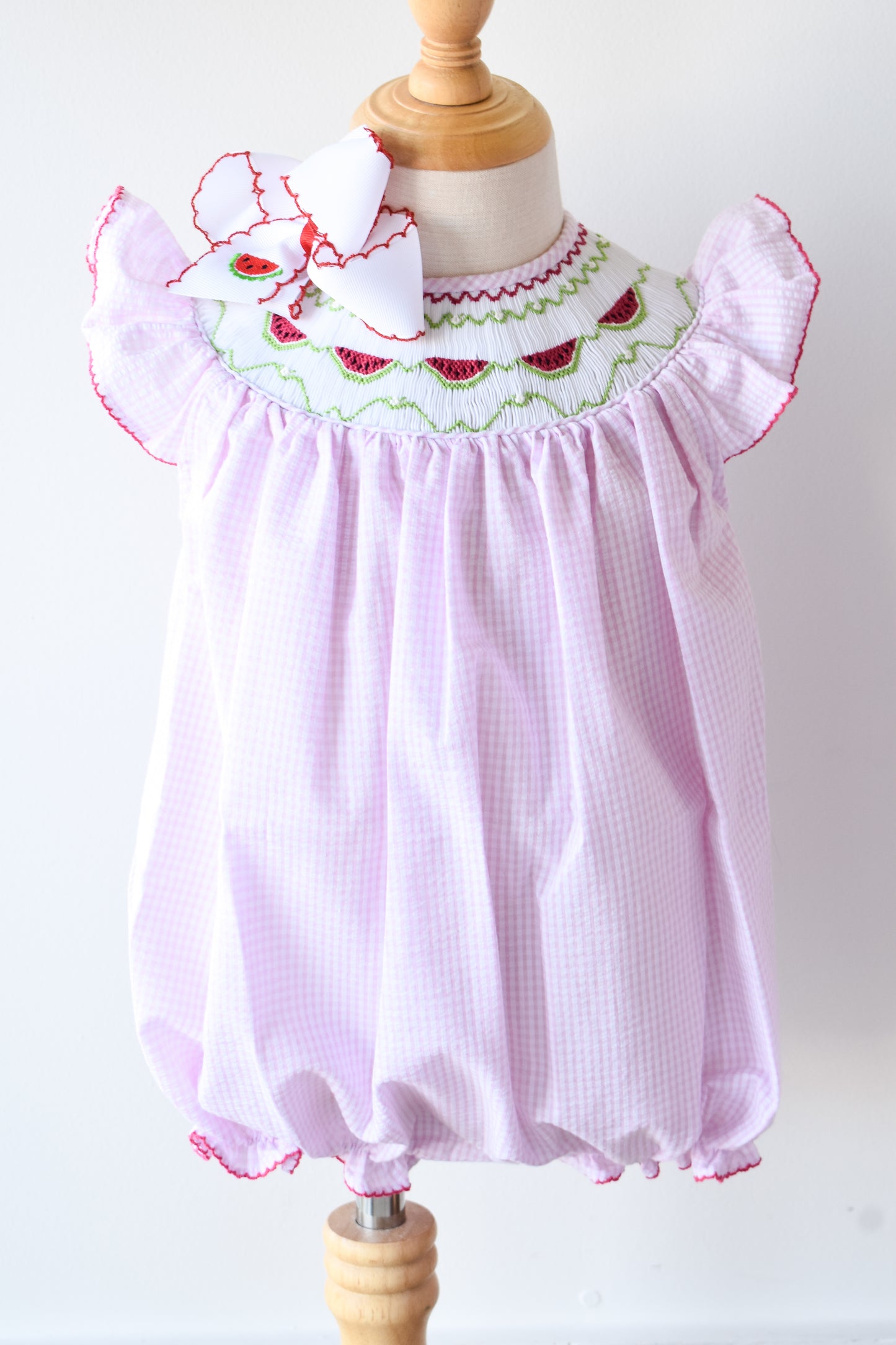 Emmie Watermelon Smocked Bubble