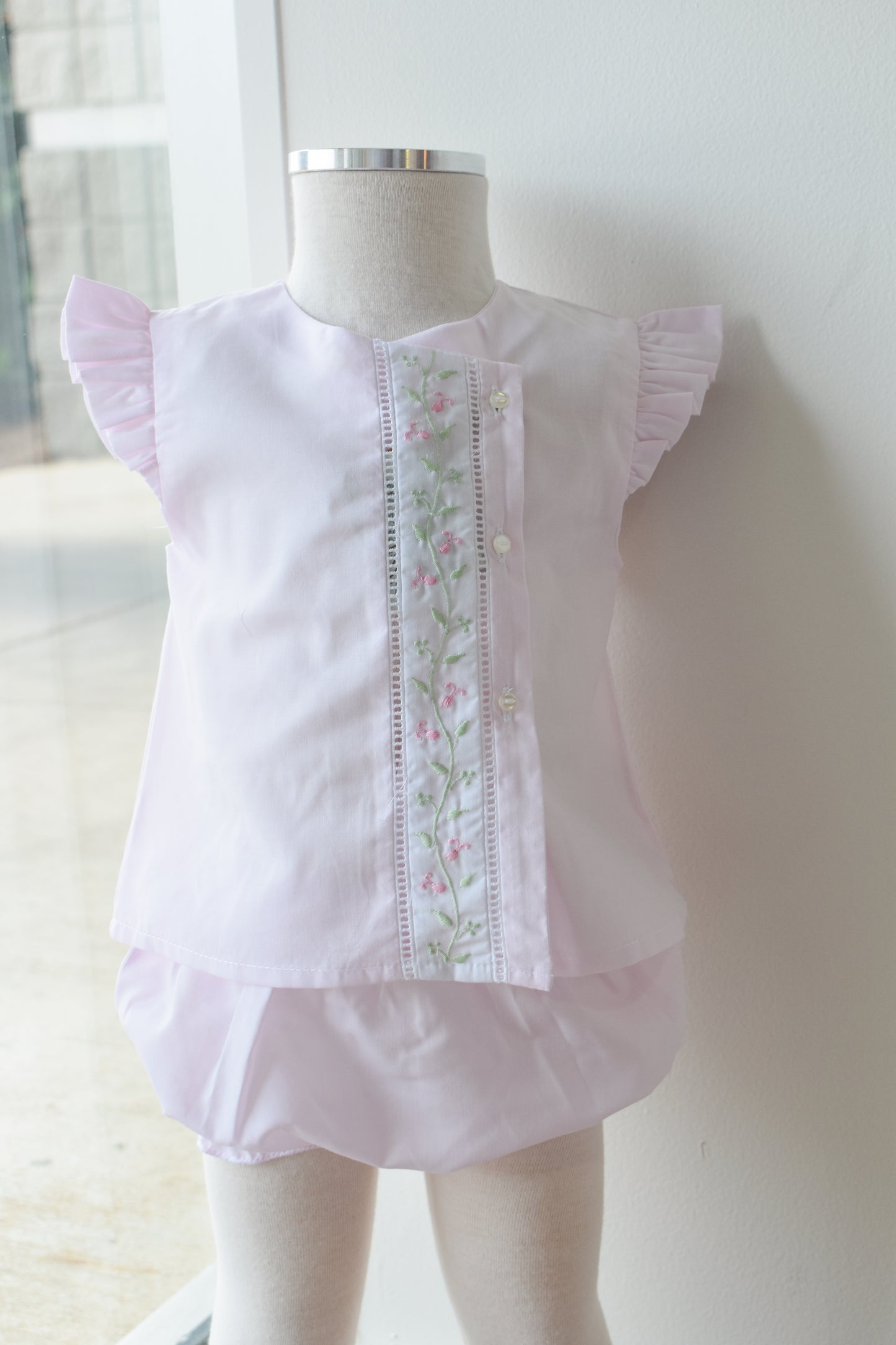 Pink Florals n Vines Diaper Set