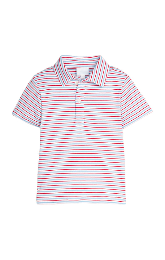 Basic Short Sleeve Polo-Primary Stripes