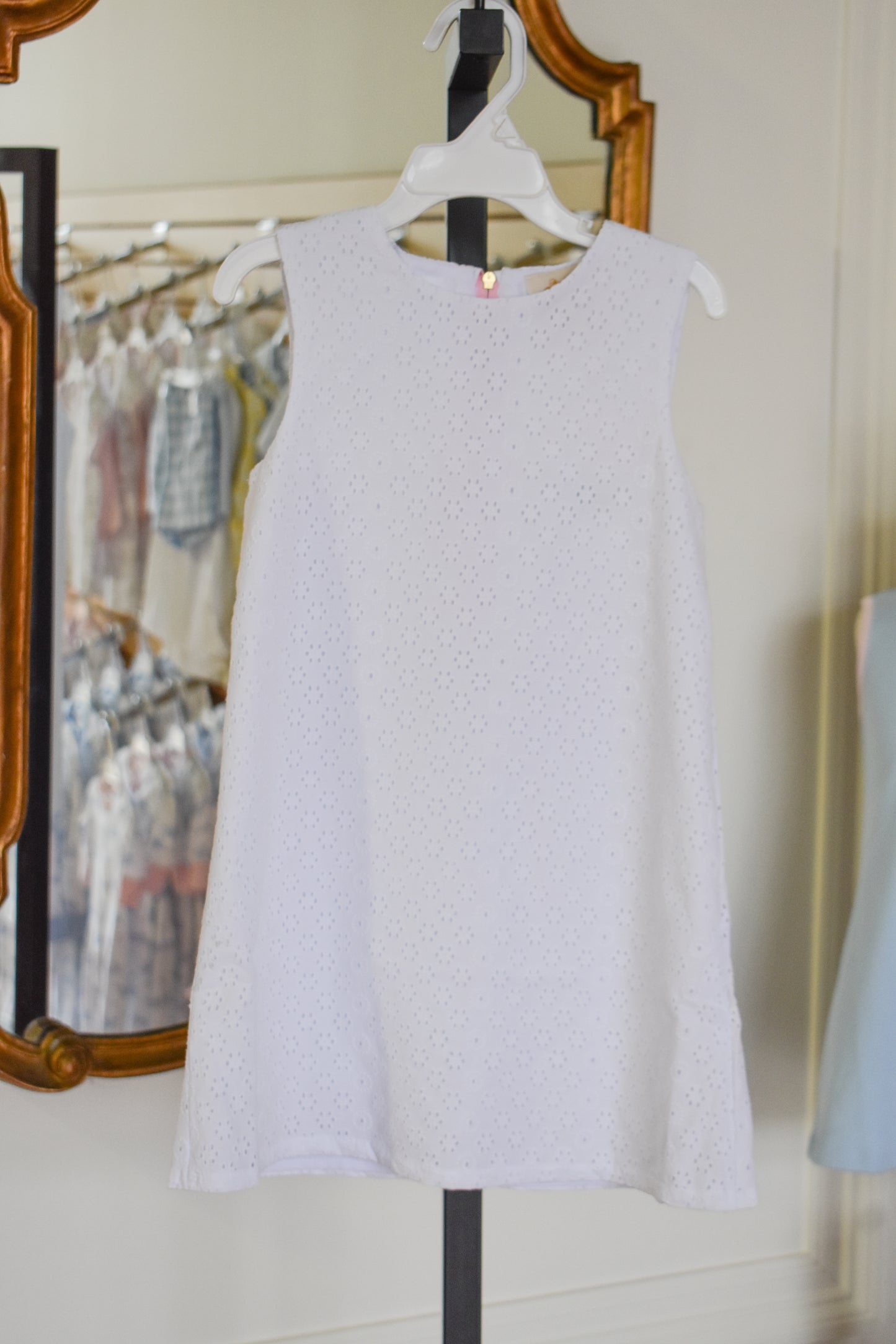 Bets Bow Dress-Worth Ave White Eyelet