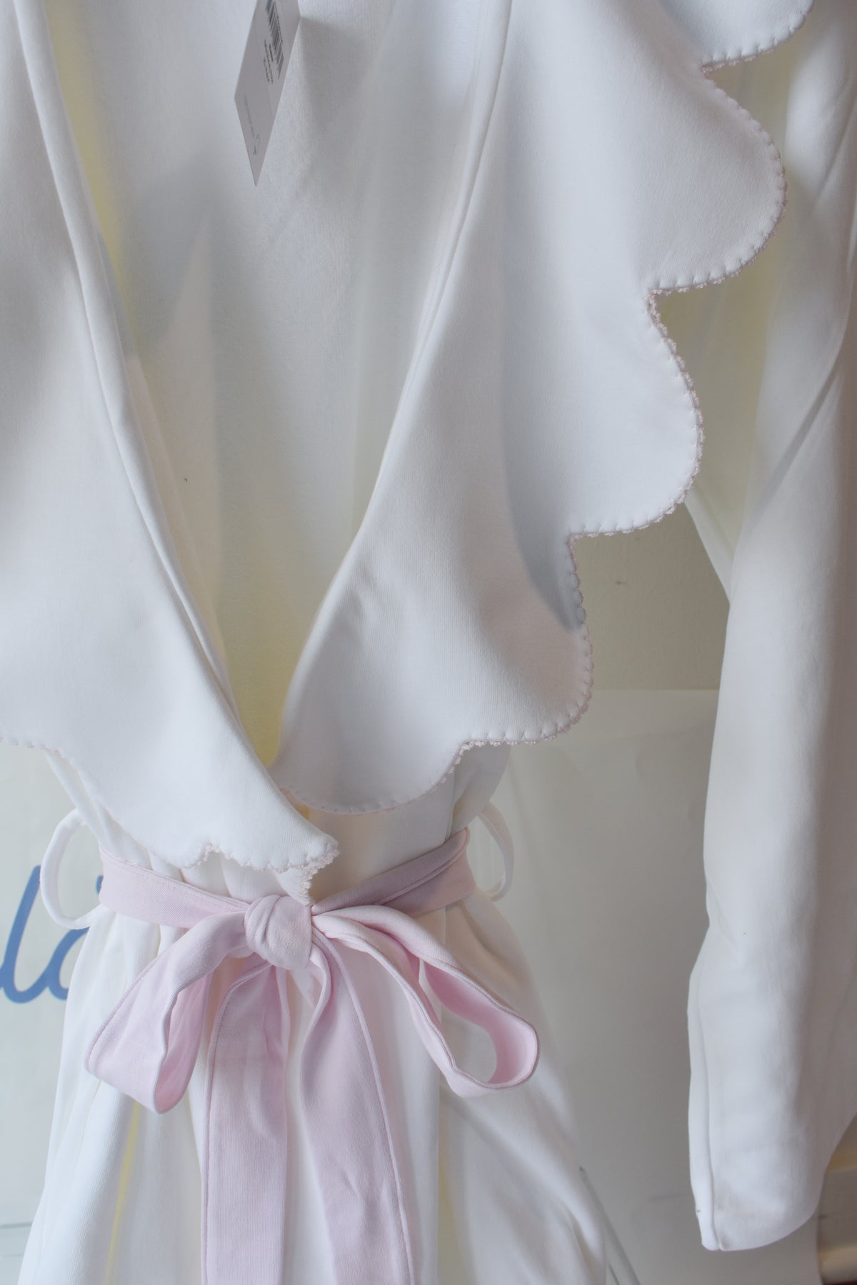 Nella Women's Robe-Pink Picot Trim