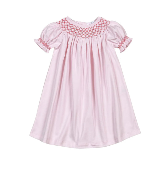 Pink Noel Smocked Bishop Dress