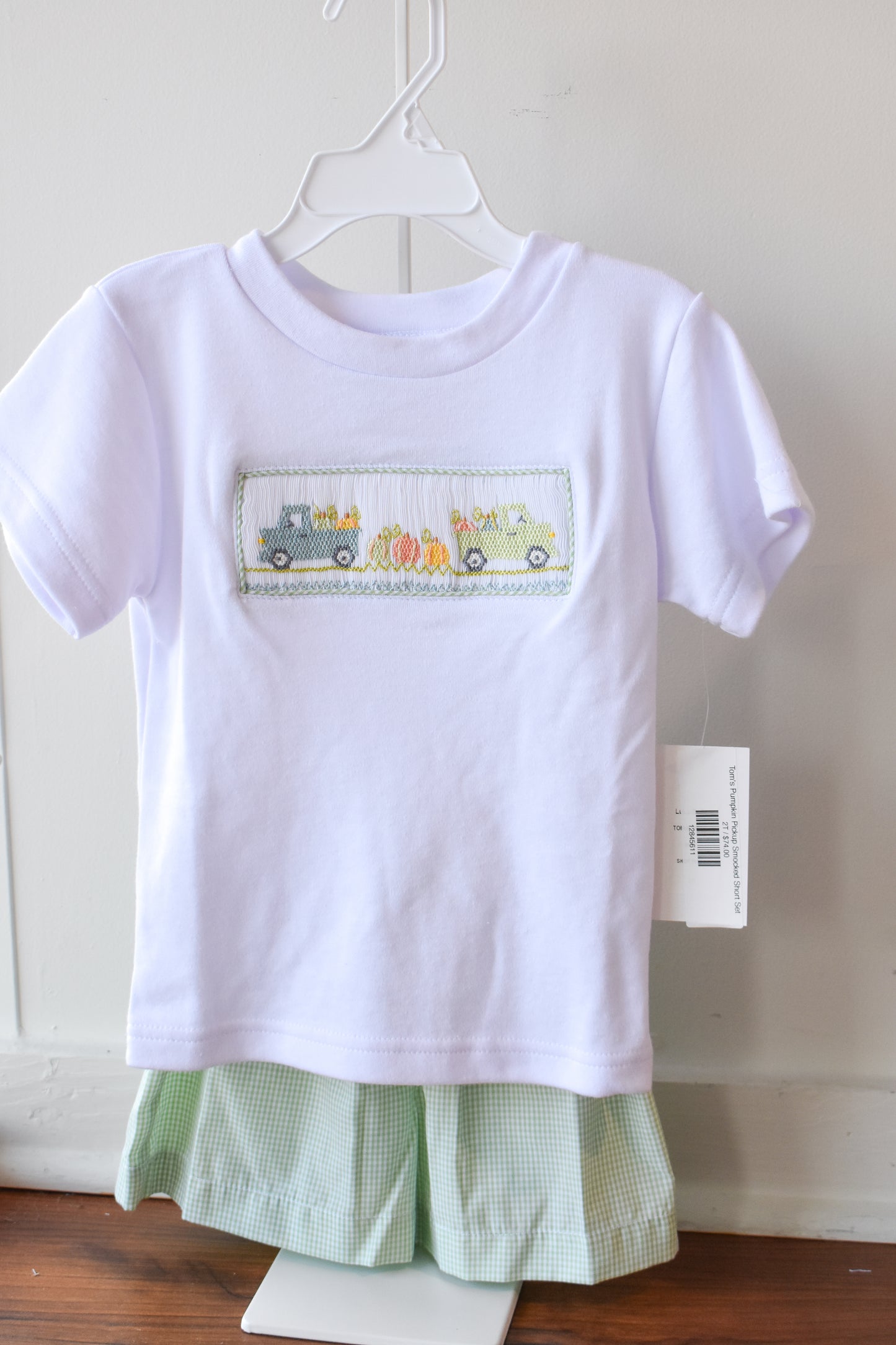 Tom's Pumpkin Pickup Smocked Short Set