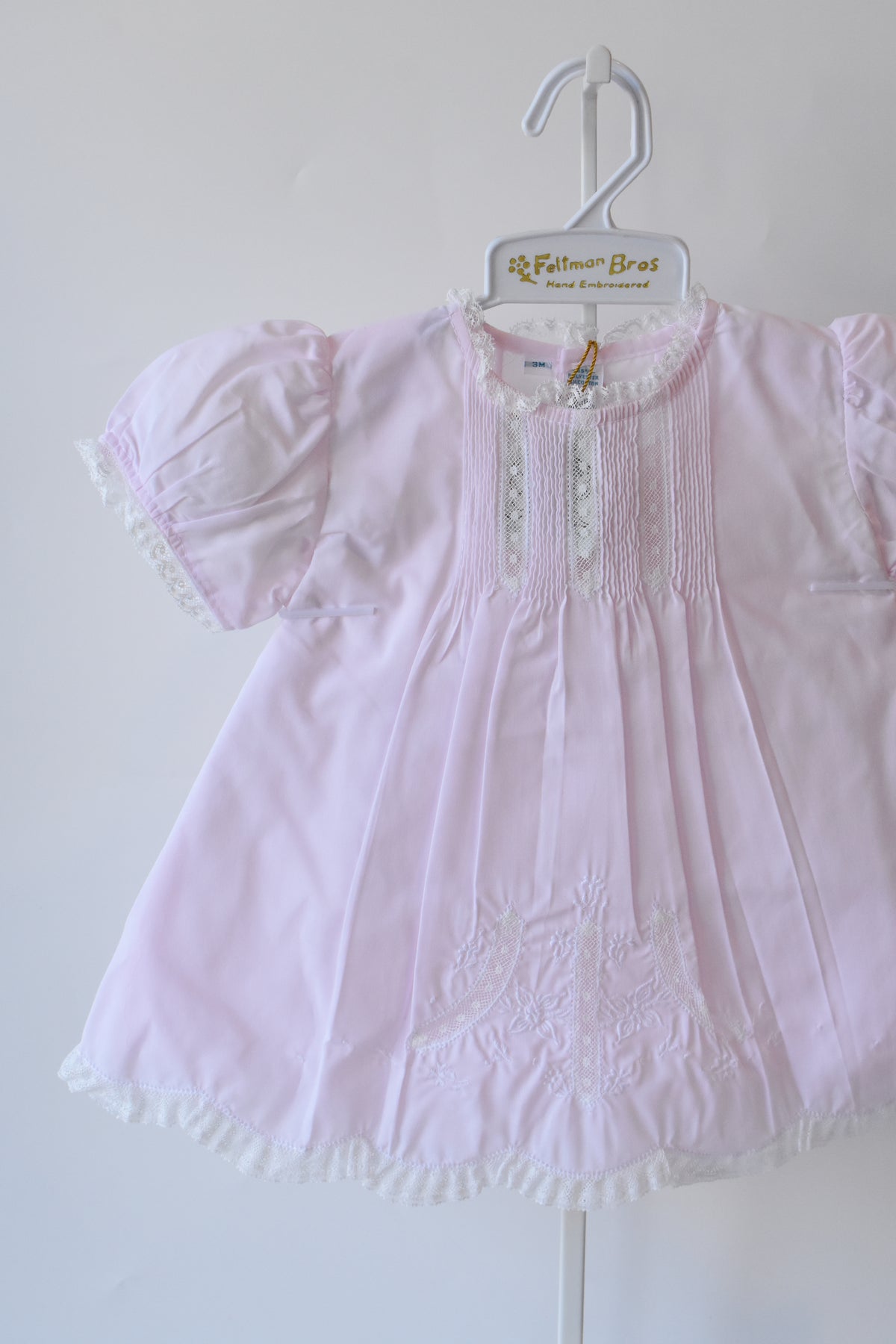Detailed Lace Pink Slip Heirloom Dress