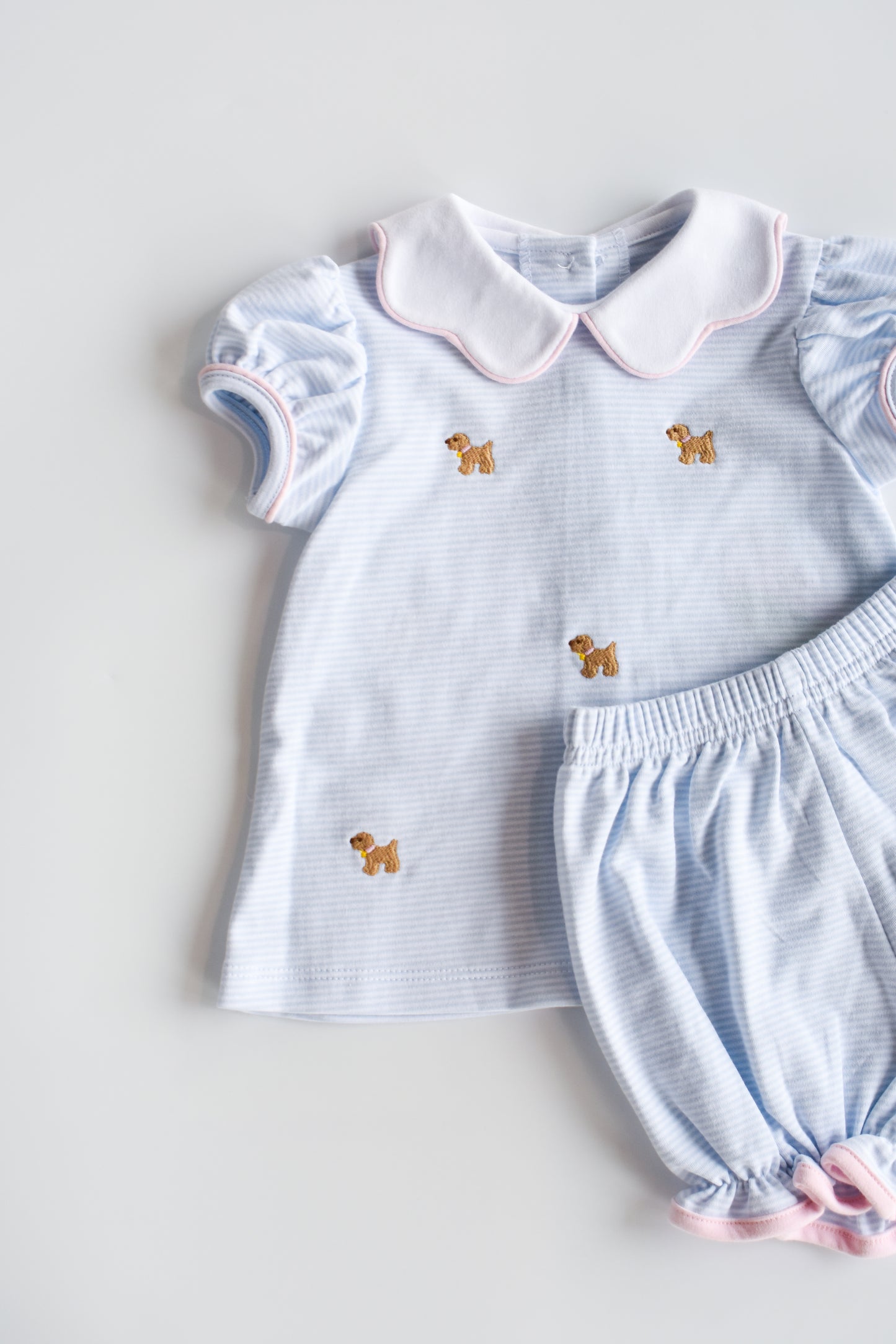 Puppy Bryar Bloomer Set-Light Blue Knit