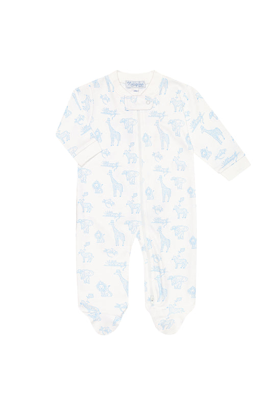 Blue Safari Zipper Footie