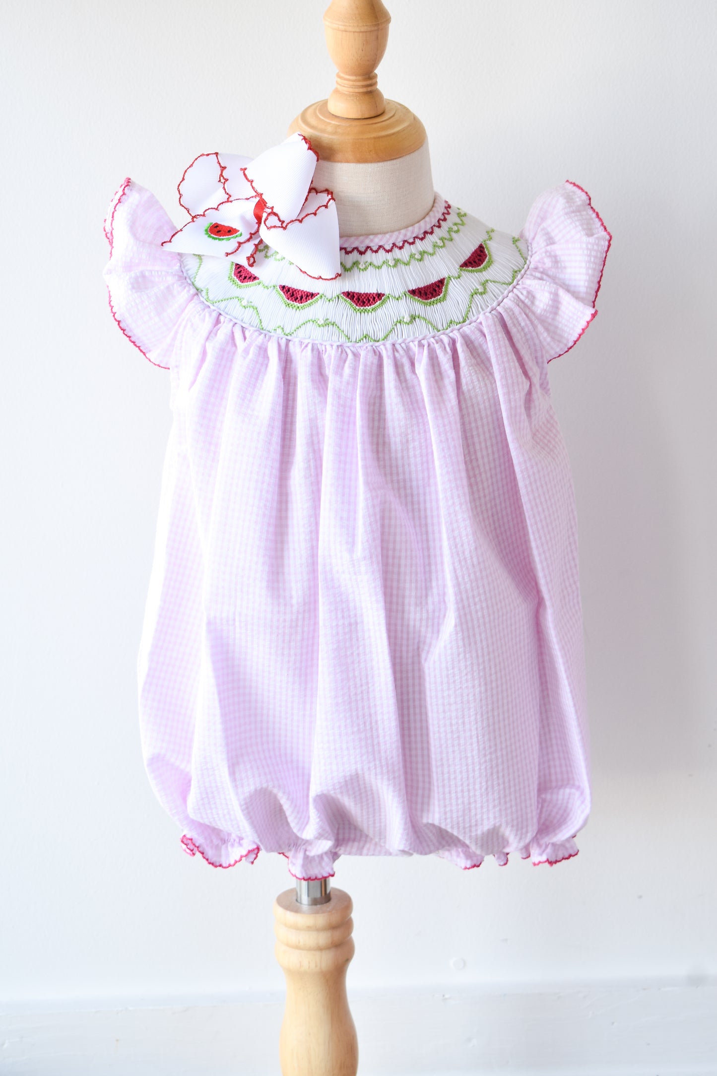 Emmie Watermelon Smocked Bubble
