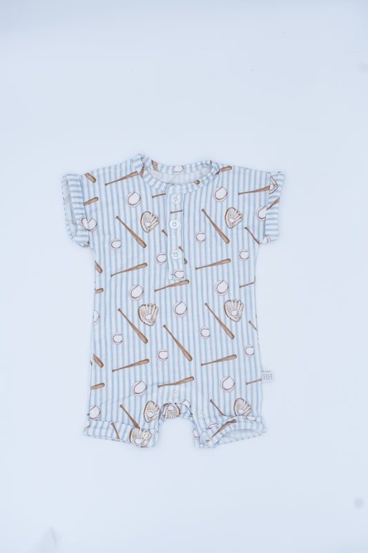 Batter Up Button Short Romper