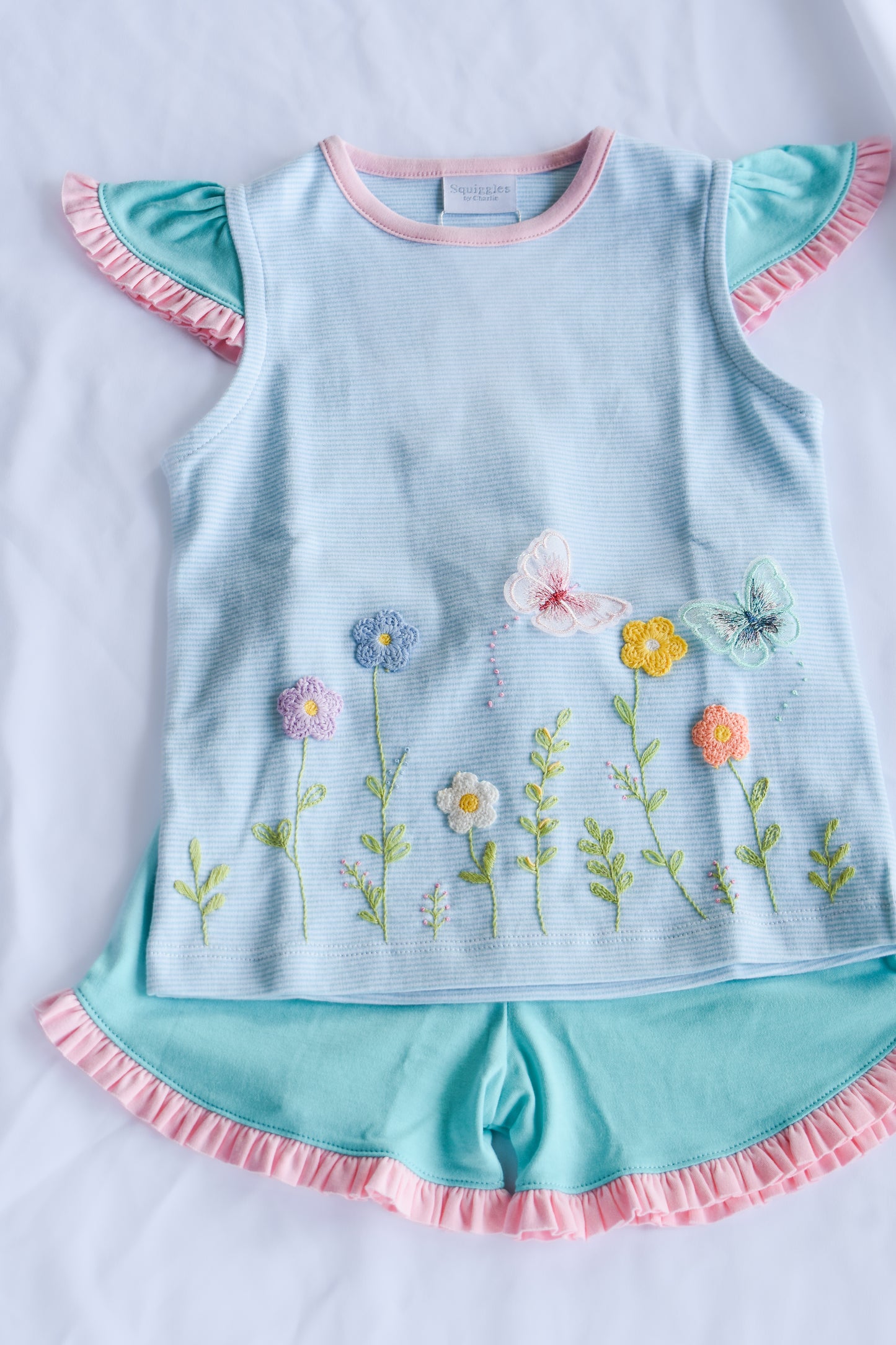 Butterfly Garden Ruffled Short Set