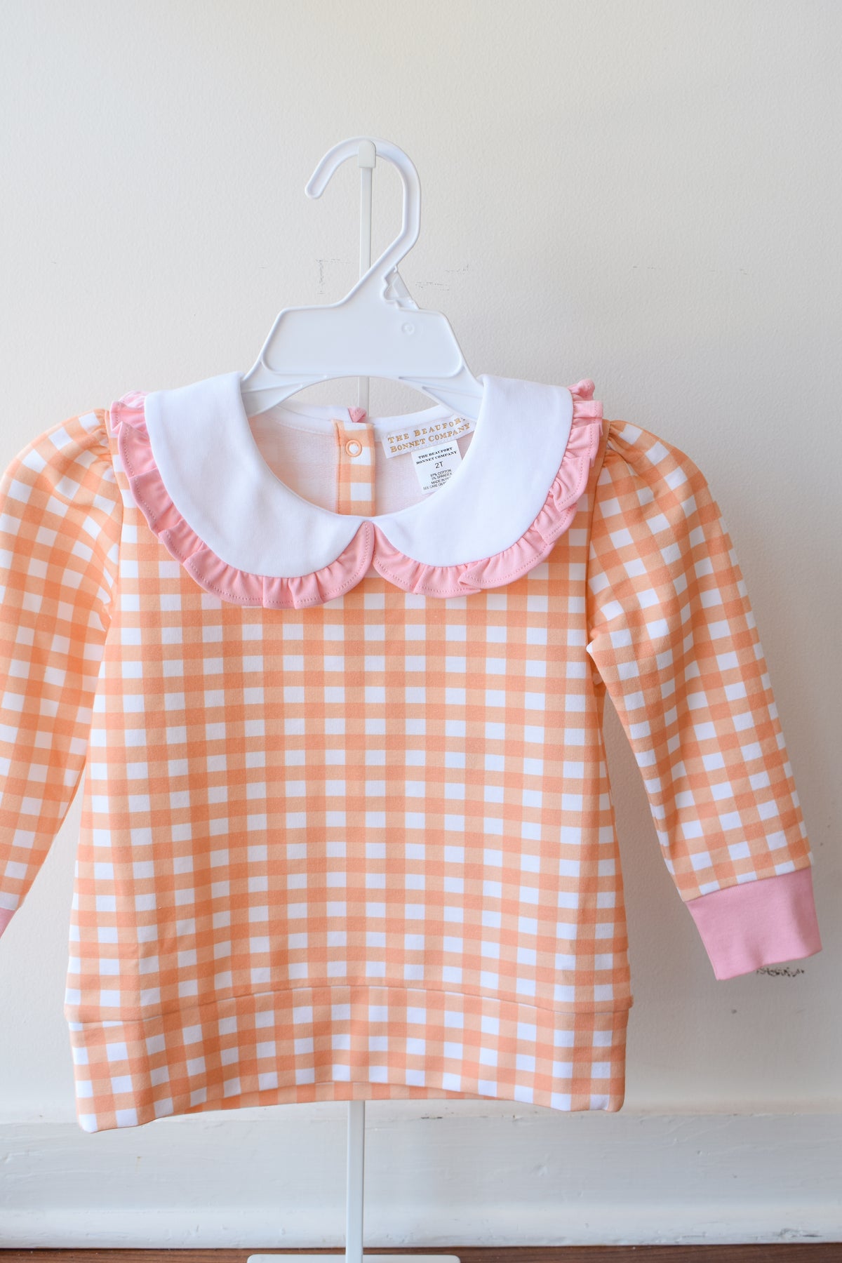 Maude's Ruffle Cassidy Comfy Crewneck-Sherbet Gingham