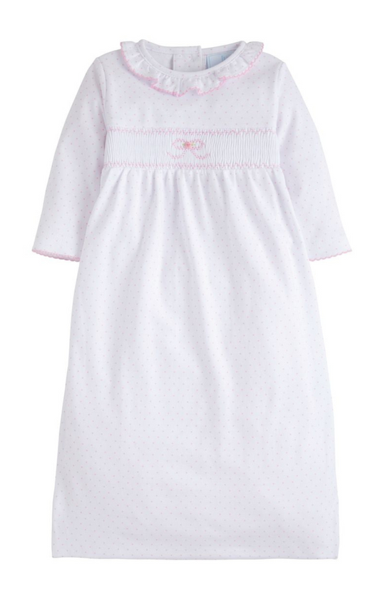 Bow Bliss Smocked Newborn Gown