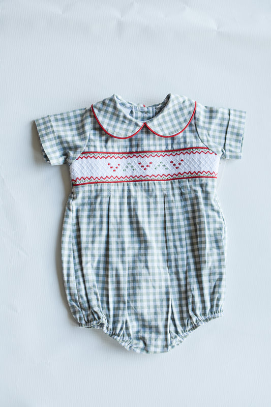 Merry & Bright Smocked Boy Gingham Bubble