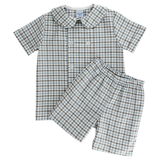 Pebbled Sky Plaid-Dressy Short Set