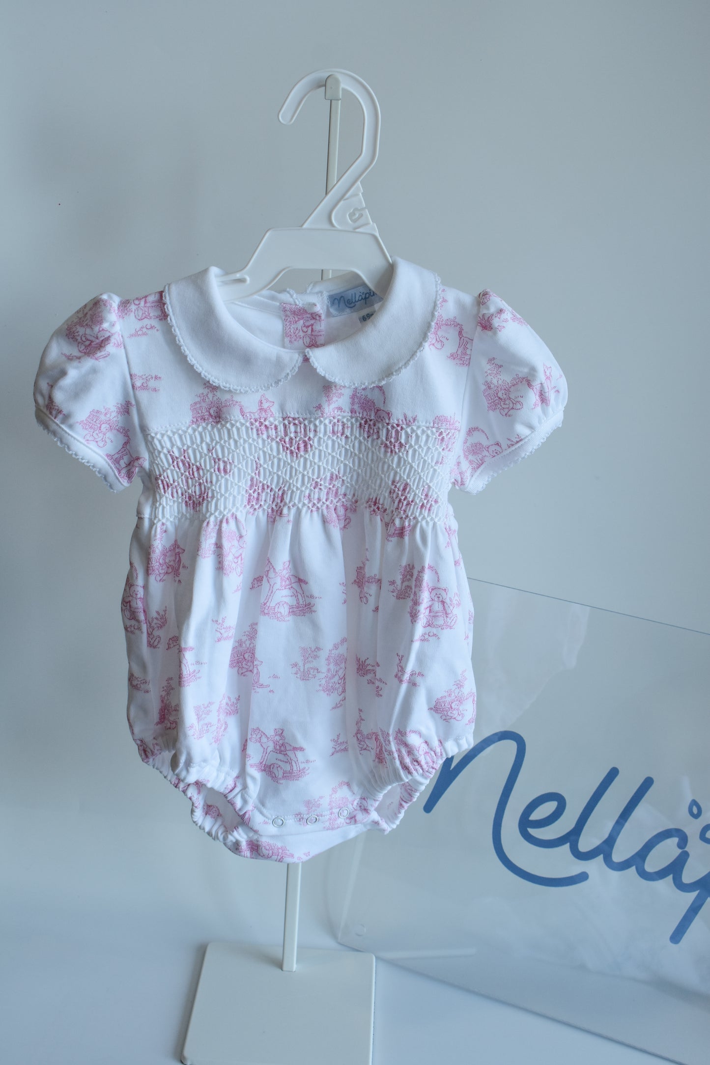 Classic Pink Toile Smocked Bubble
