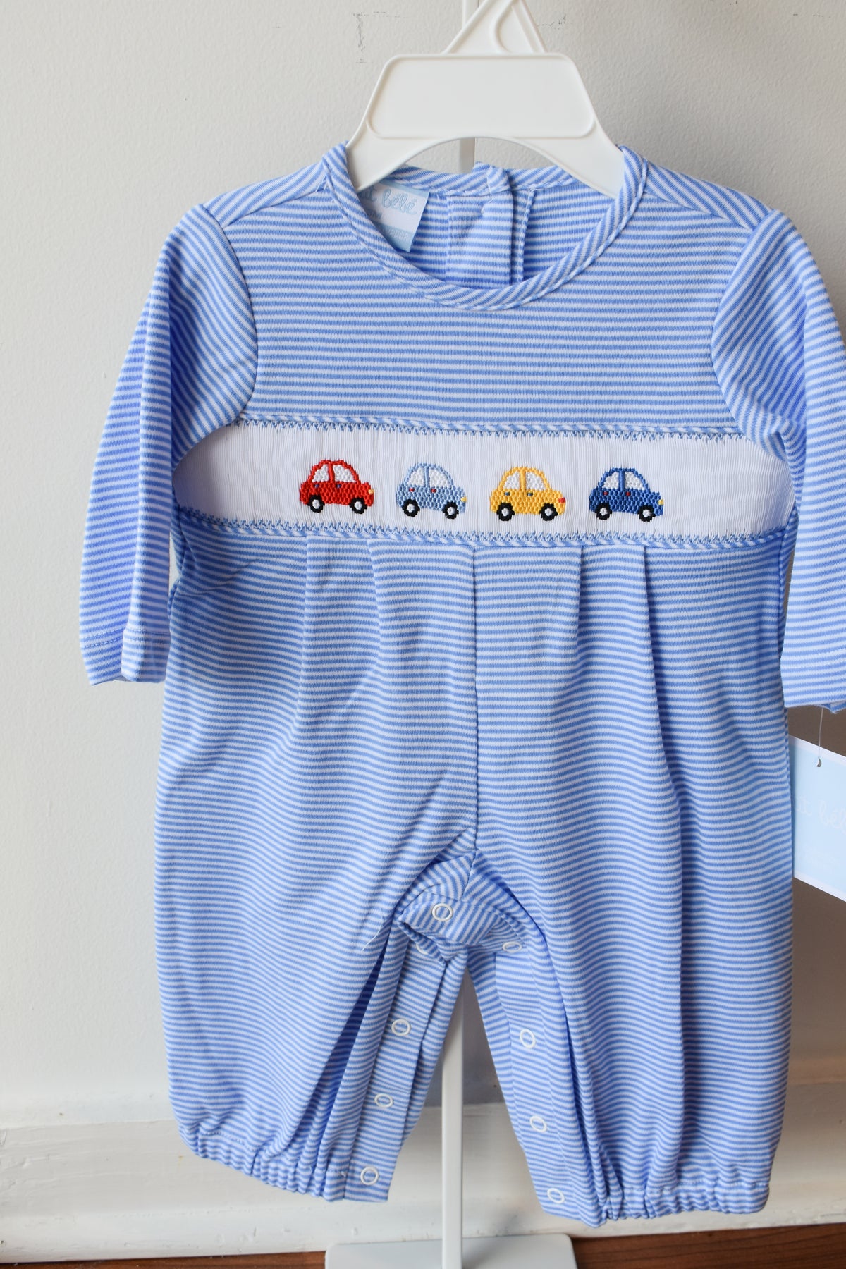 Beep Beep Blue Stripe Knit Romper