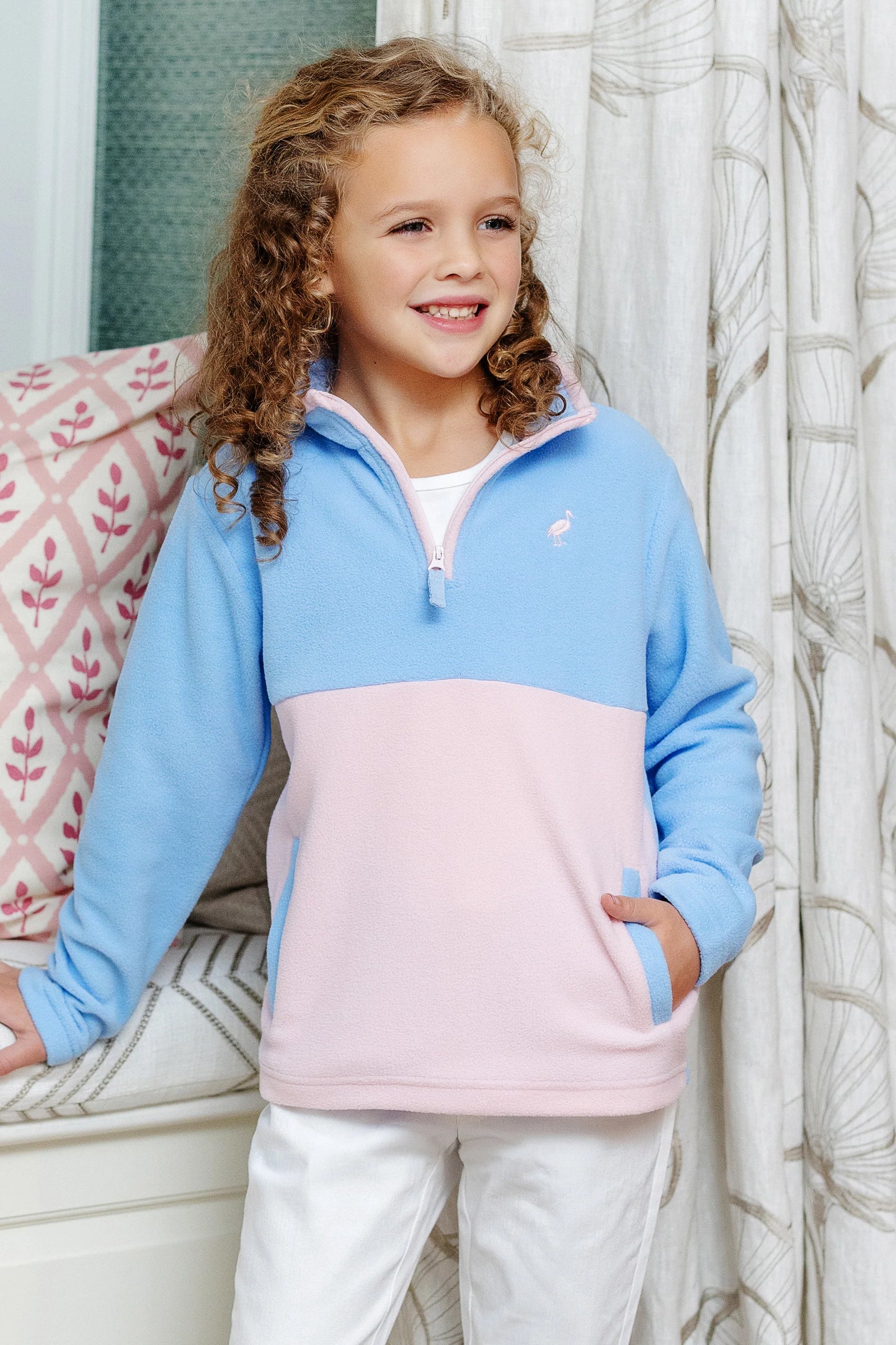 Fleece Half Zip-Blue/Pink