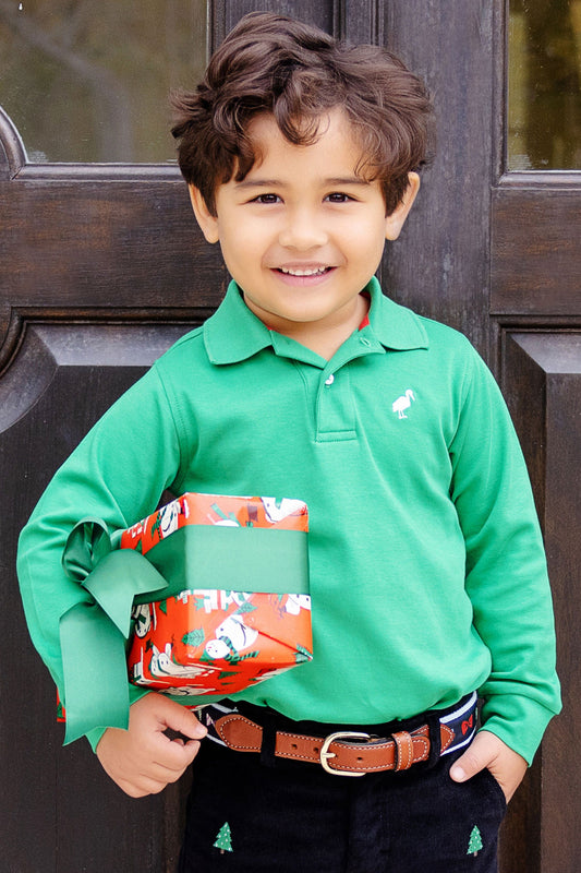 Prim & Proper LS Polo-Kiawah Kelly Green