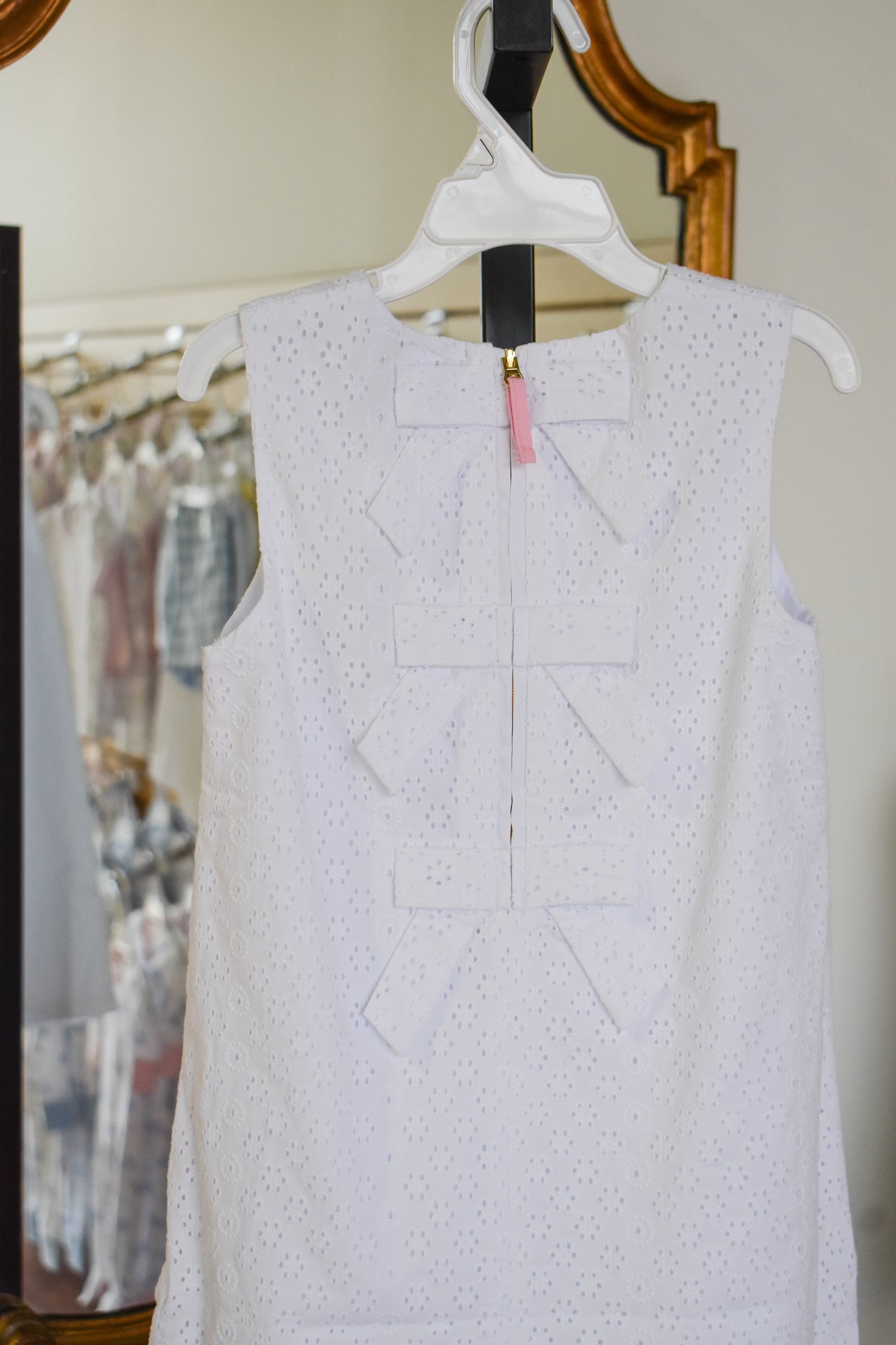 Bets Bow Dress-Worth Ave White Eyelet