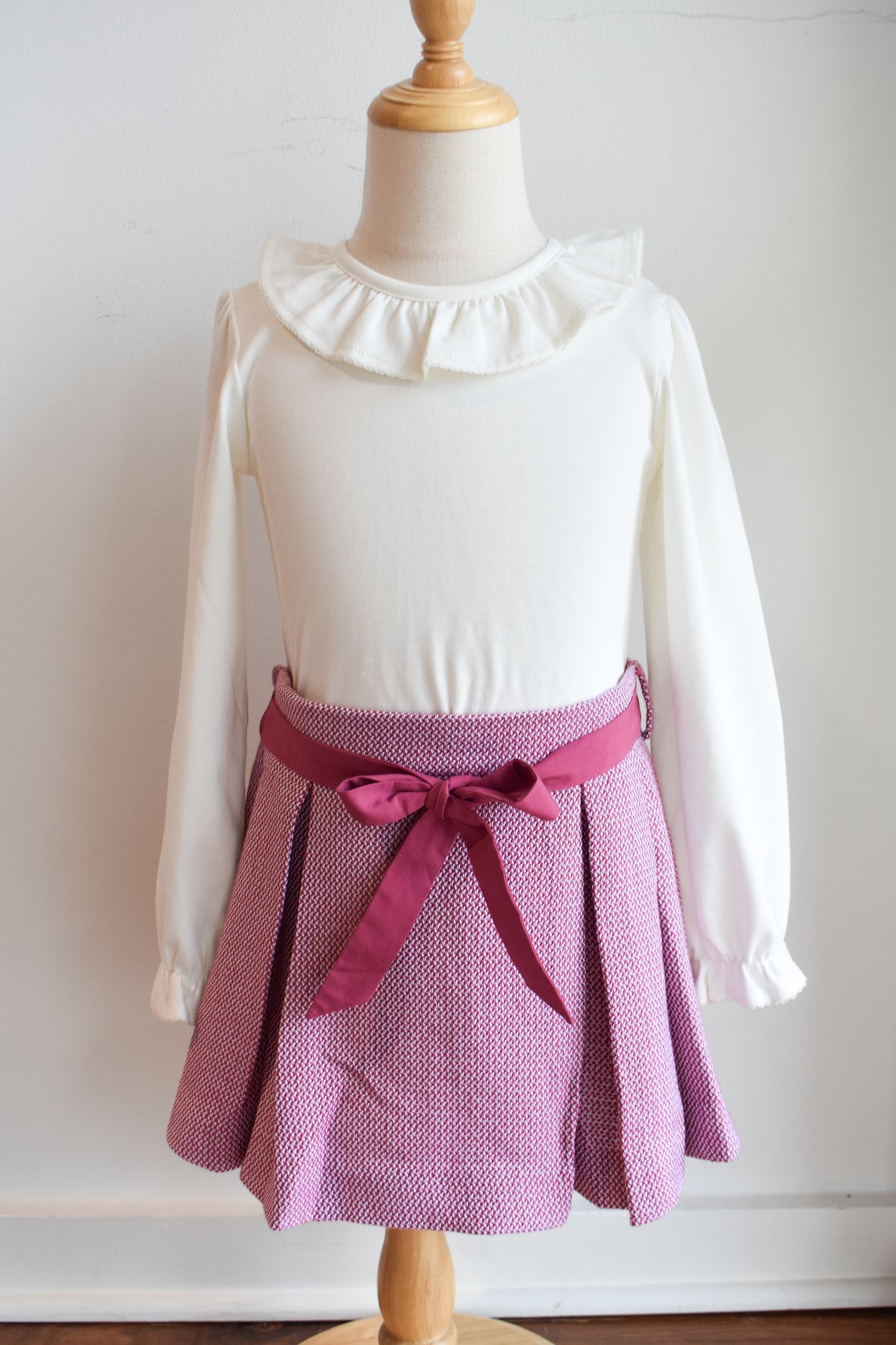 Parson Pleated Skirt-Begley Berry Tweed