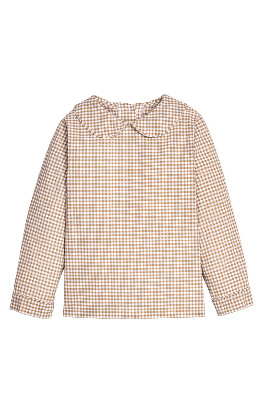 Peter Pan Shirt-Khaki Gingham
