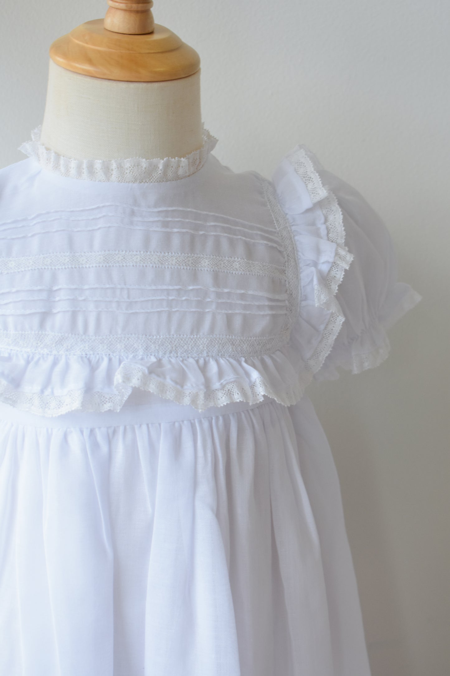 White Voile & Lace Wedding Dress-Tea Length