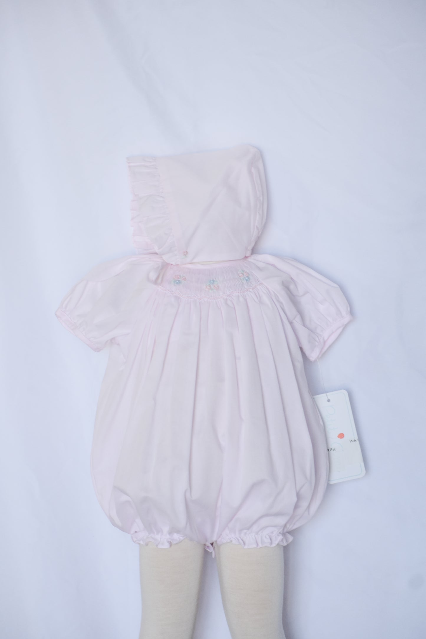 Pink Gardens Heirloom Bubble/Bonnet Set