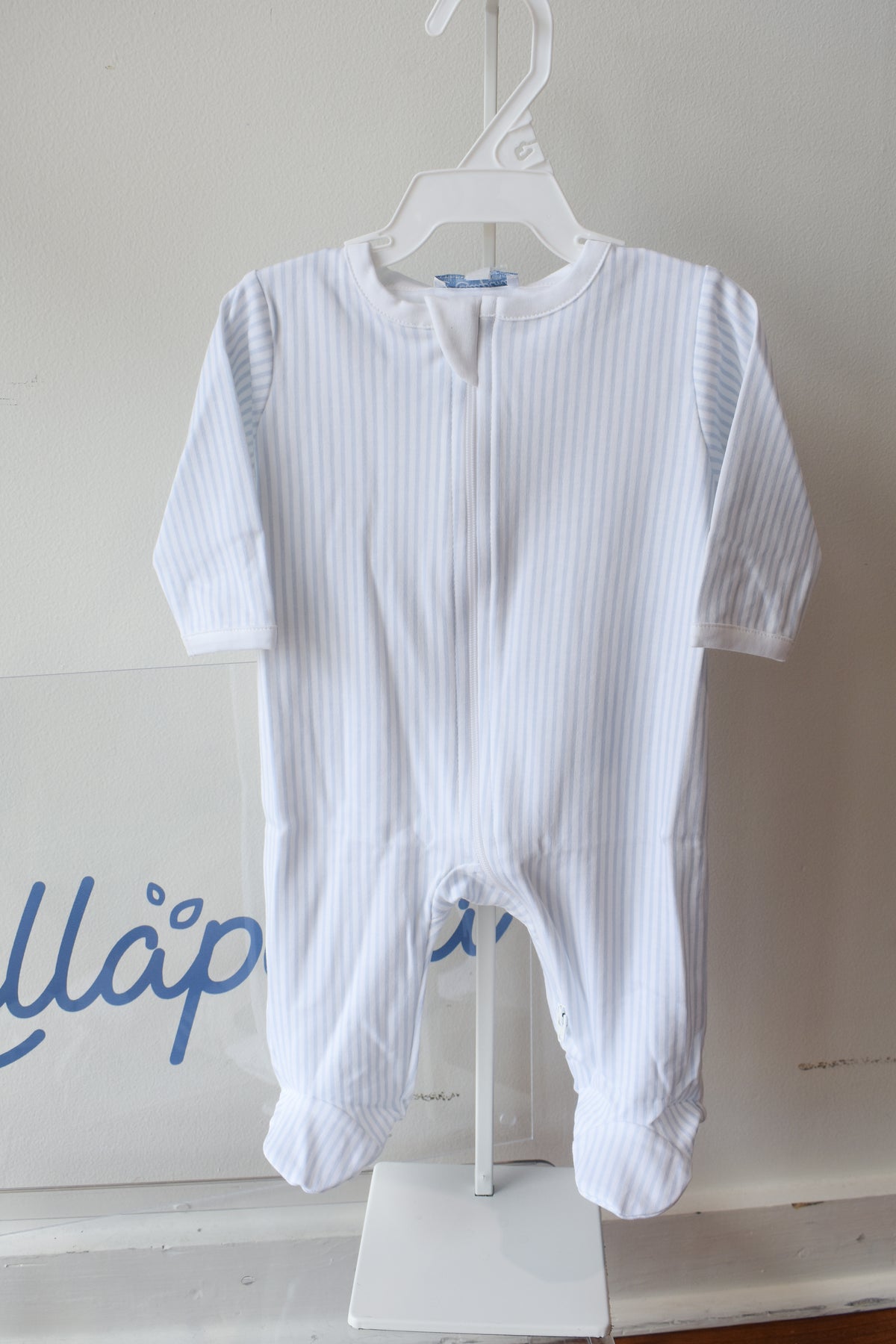 Blue Classic Nella Stripe Zipper Footie