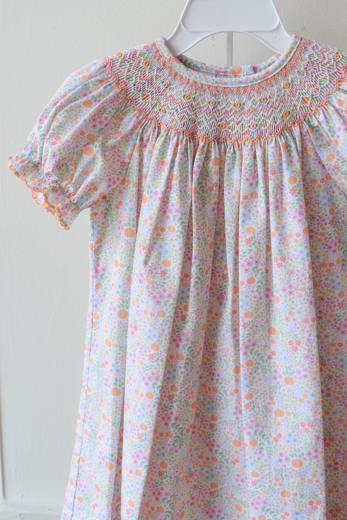 Pumpkin Patch Florals Smocked Bishop Dress