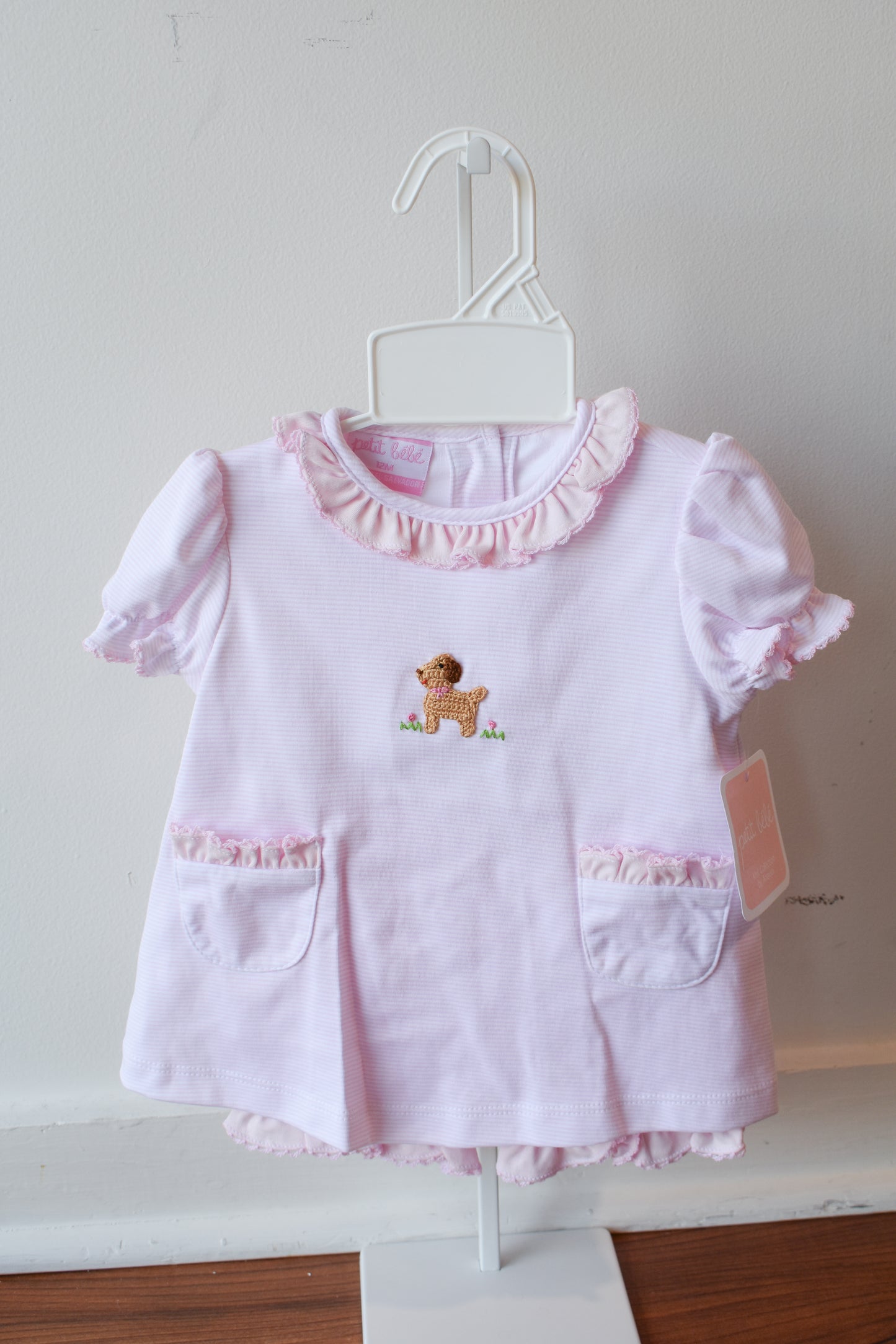 Petit Pups Pink Stripe Knit Bloomer Set
