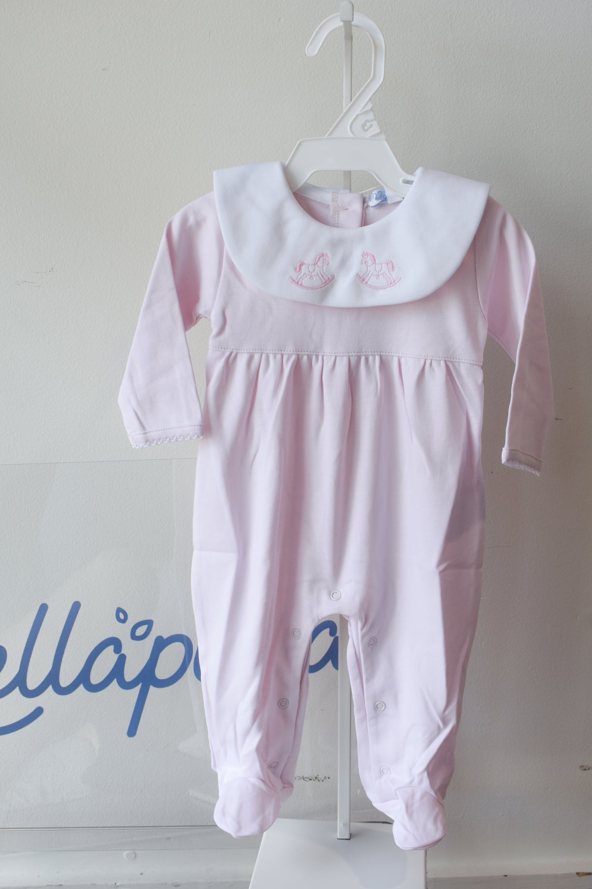 Pink Rocking Horse Embroidered Footie