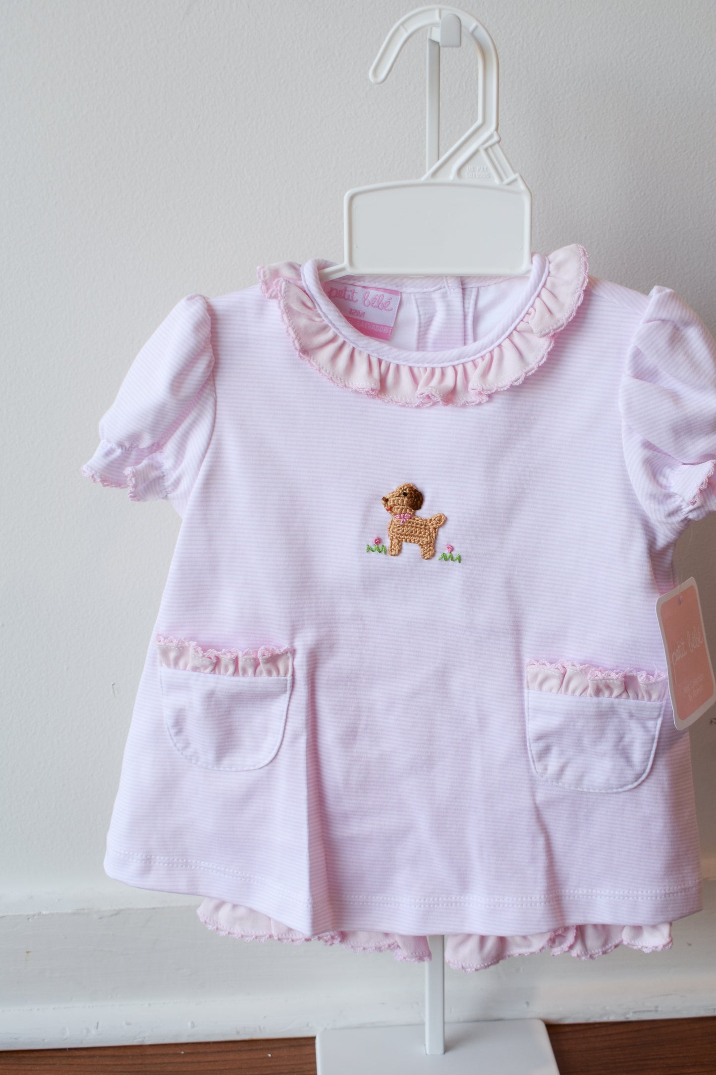 Petit Pups Pink Stripe Knit Bloomer Set