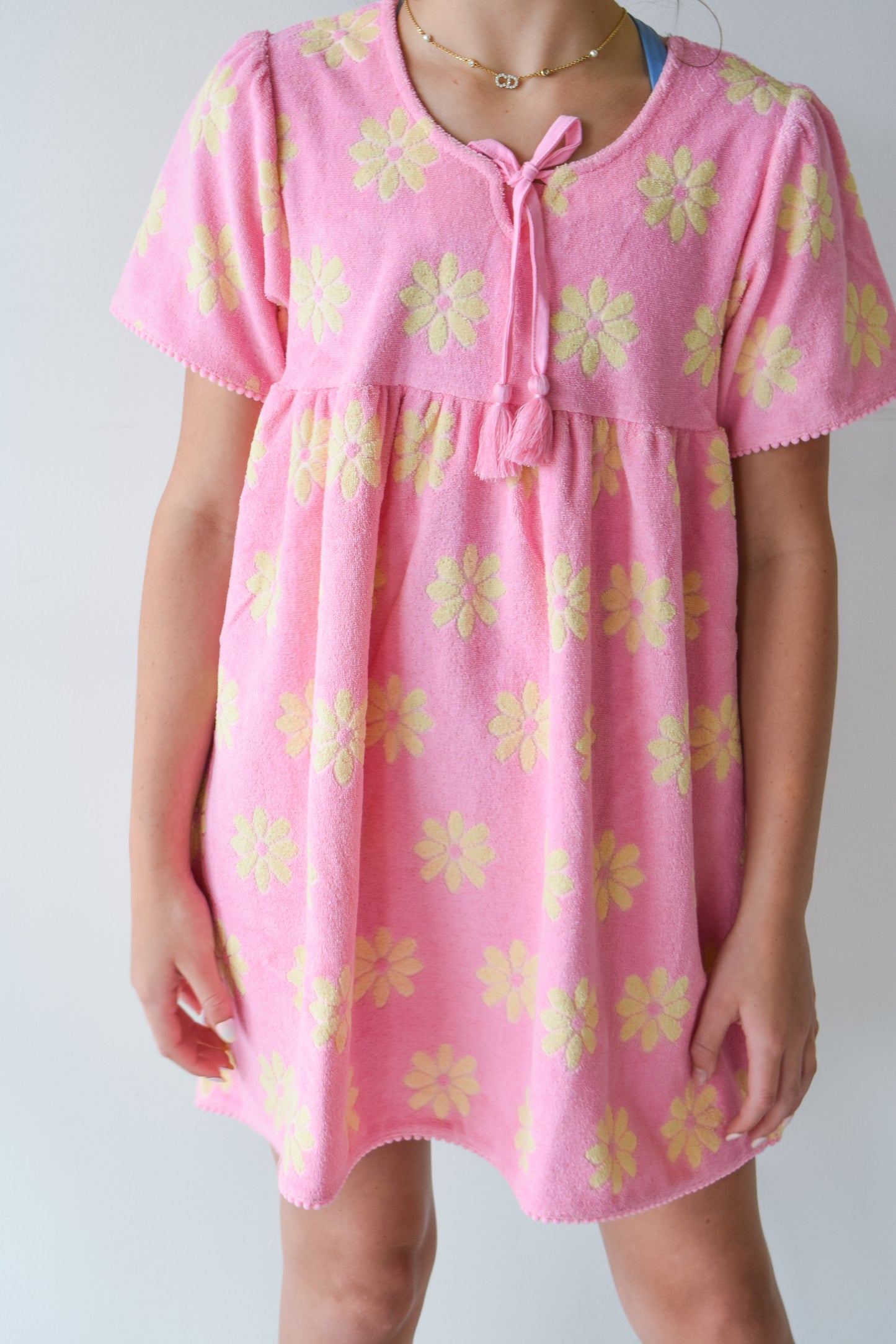 Riviera Dress-Pink Floral Terry